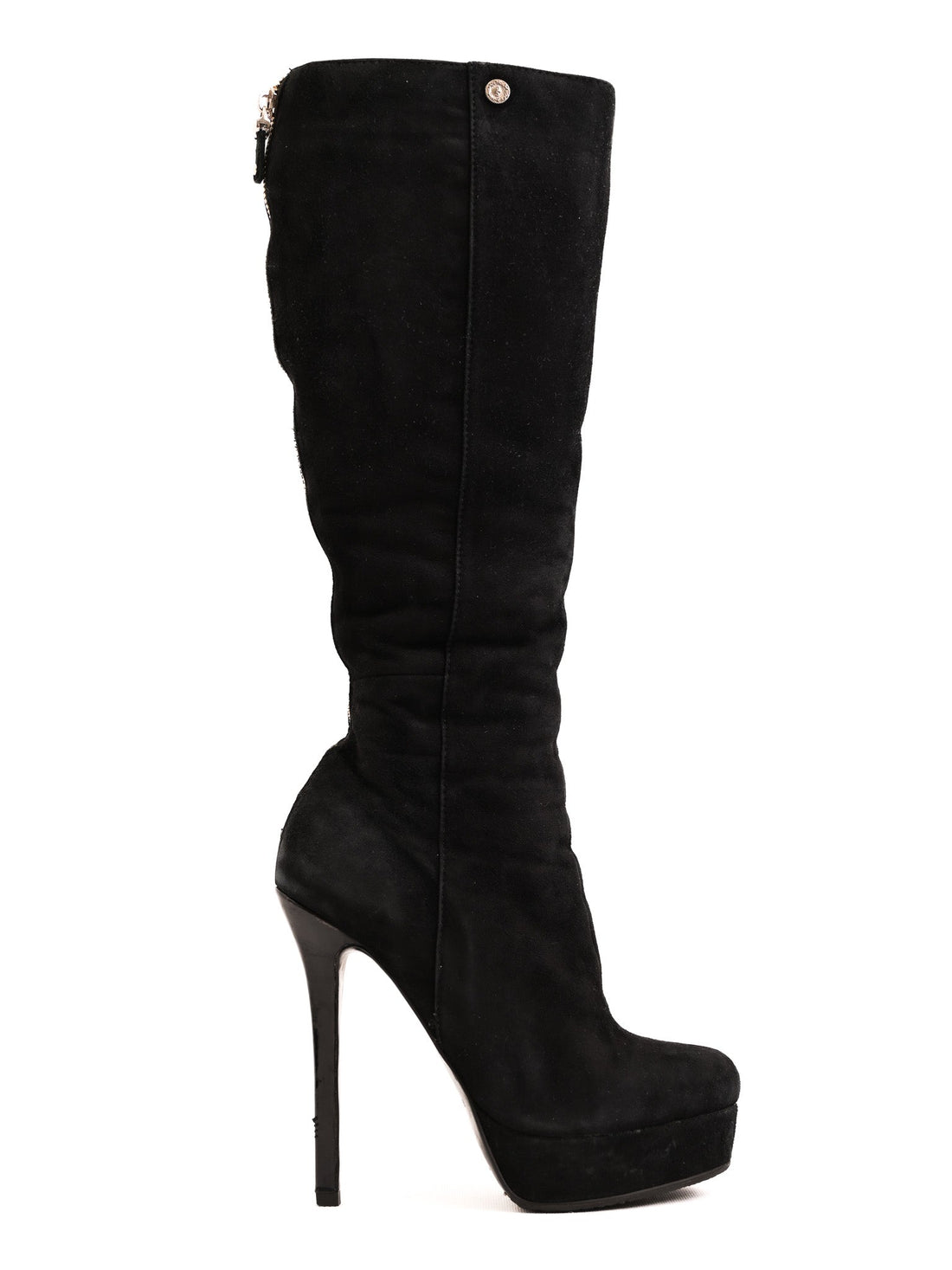 Good Antonio Biacci Black Genuine Suede Knee-High Stiletto Boots Size 36