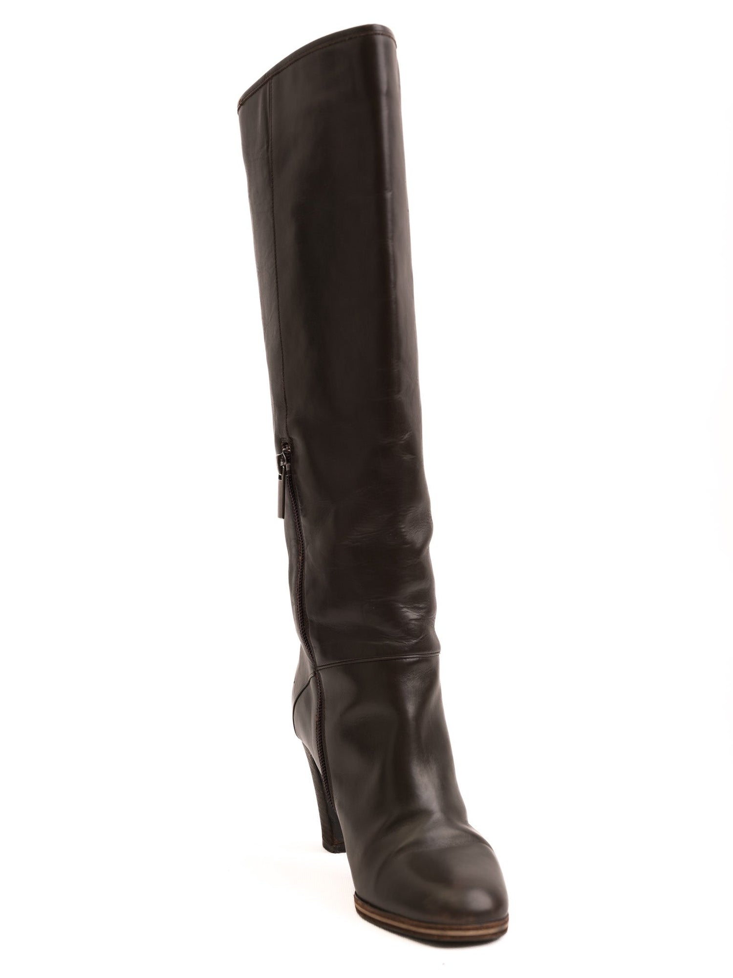 Excellent Giorgio Armani Orange Leather Knee-High Boots Size 38