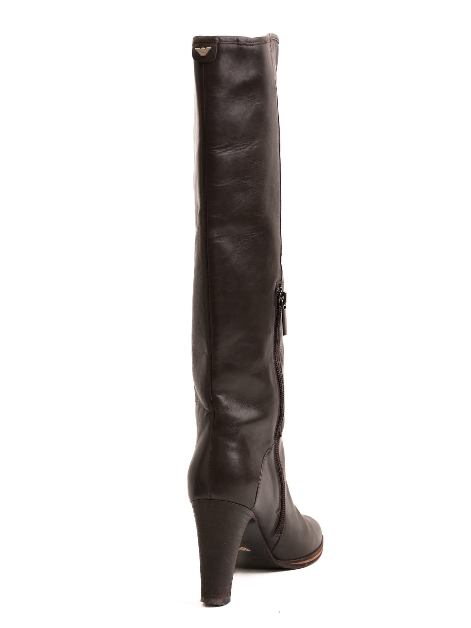 Excellent Giorgio Armani Orange Leather Knee-High Boots Size 38