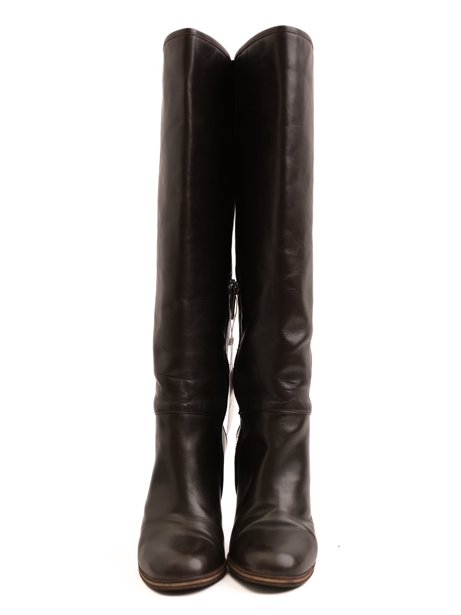 Excellent Giorgio Armani Orange Leather Knee-High Boots Size 38