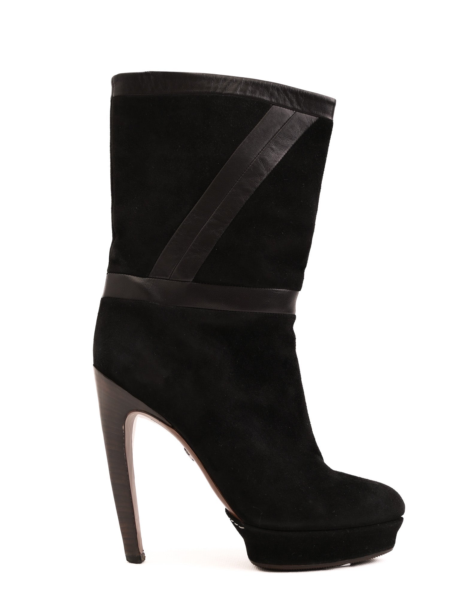 Good Emilio Pucci Black High-Heeled Suede Boots Size 37
