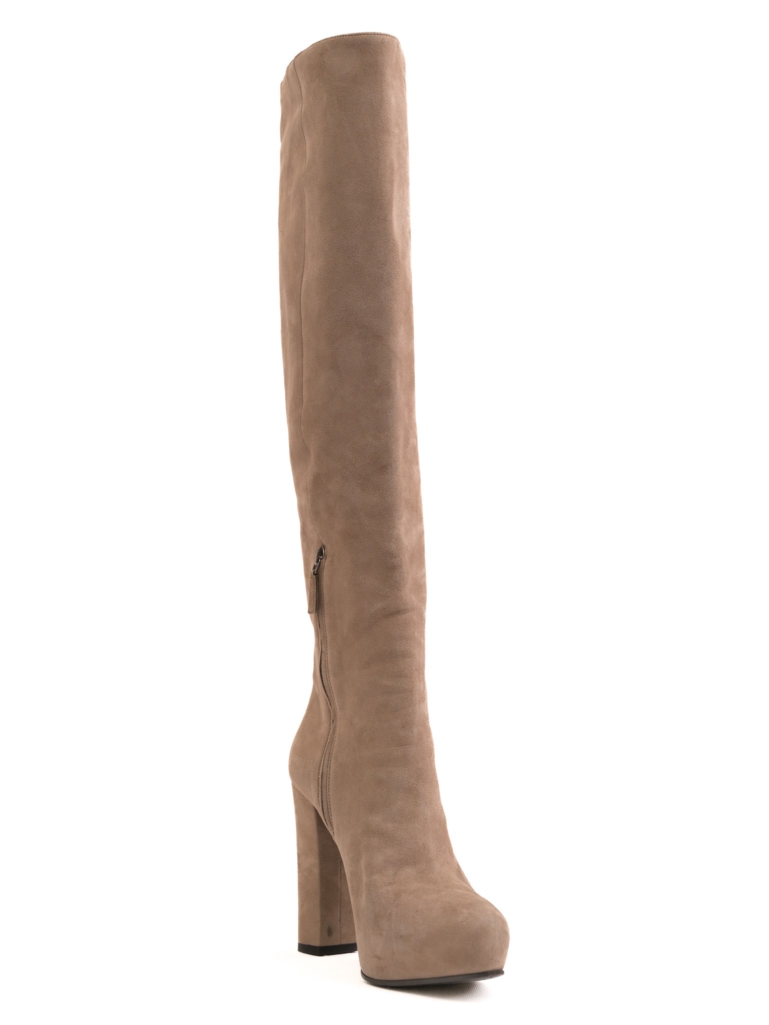 Excellent Prada Knee-High Boots White Genuine Suede High Heels