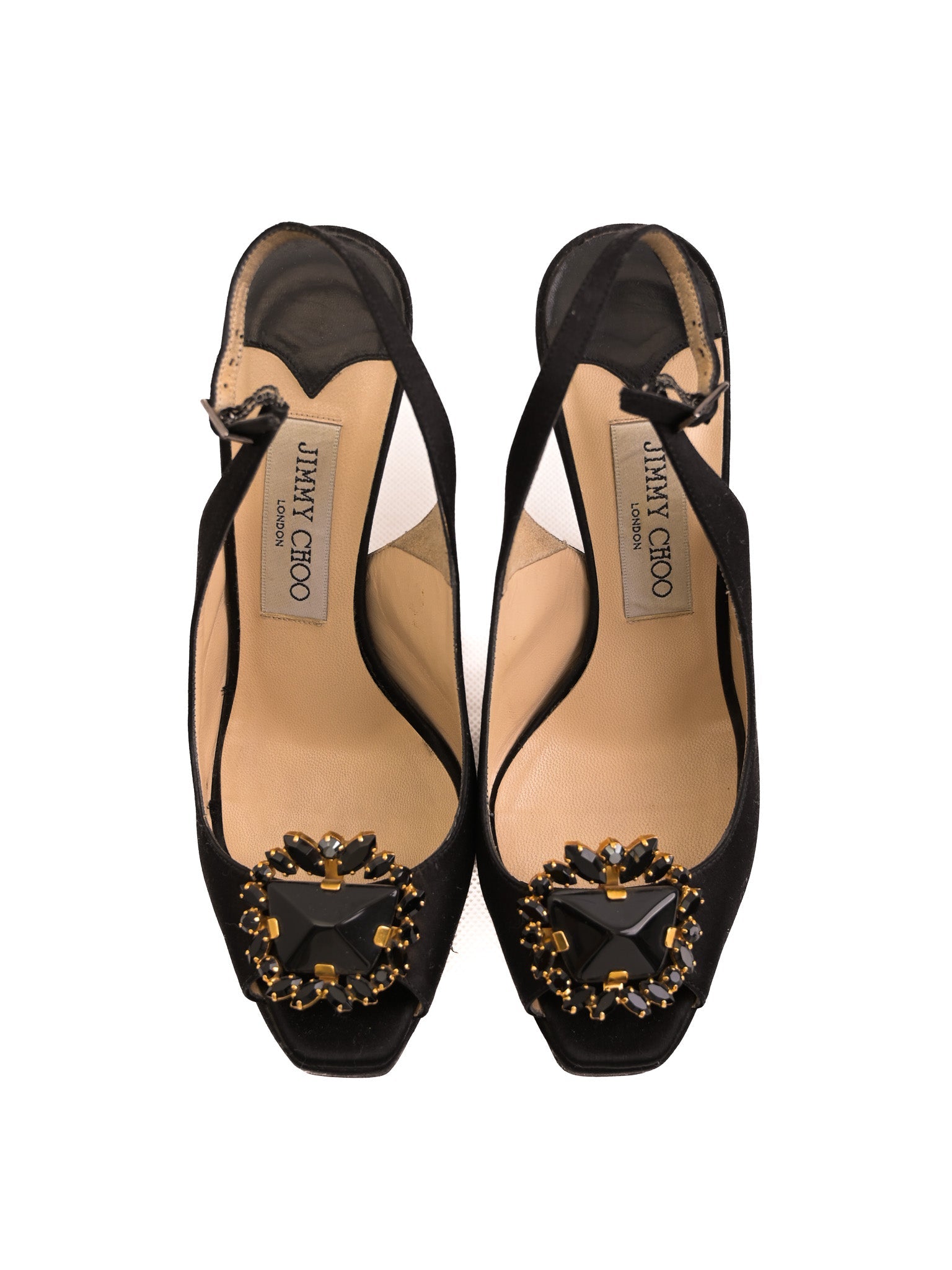 Jimmy Choo Black High-Heeled Platform Open Toe Shoes