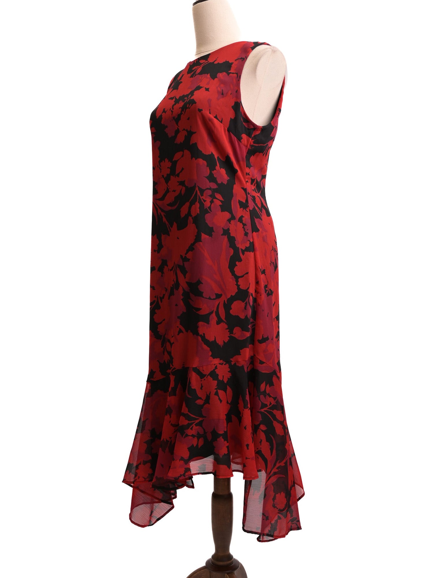 Excellent Calvin Klein Floral Sleeveless Dress Size S Black Red