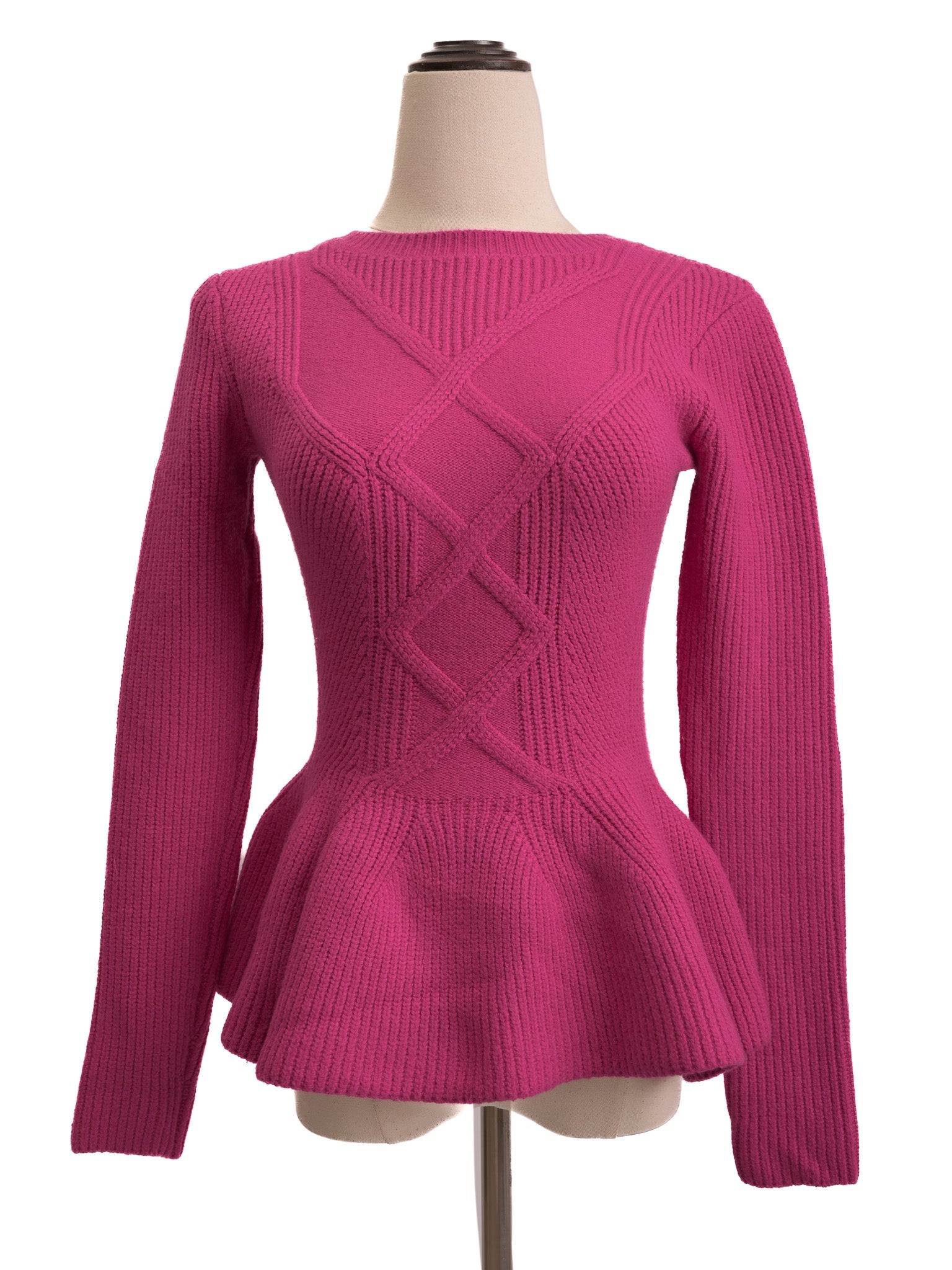 Perfect Ted Baker Pink Wool Peplum Sweater Size S