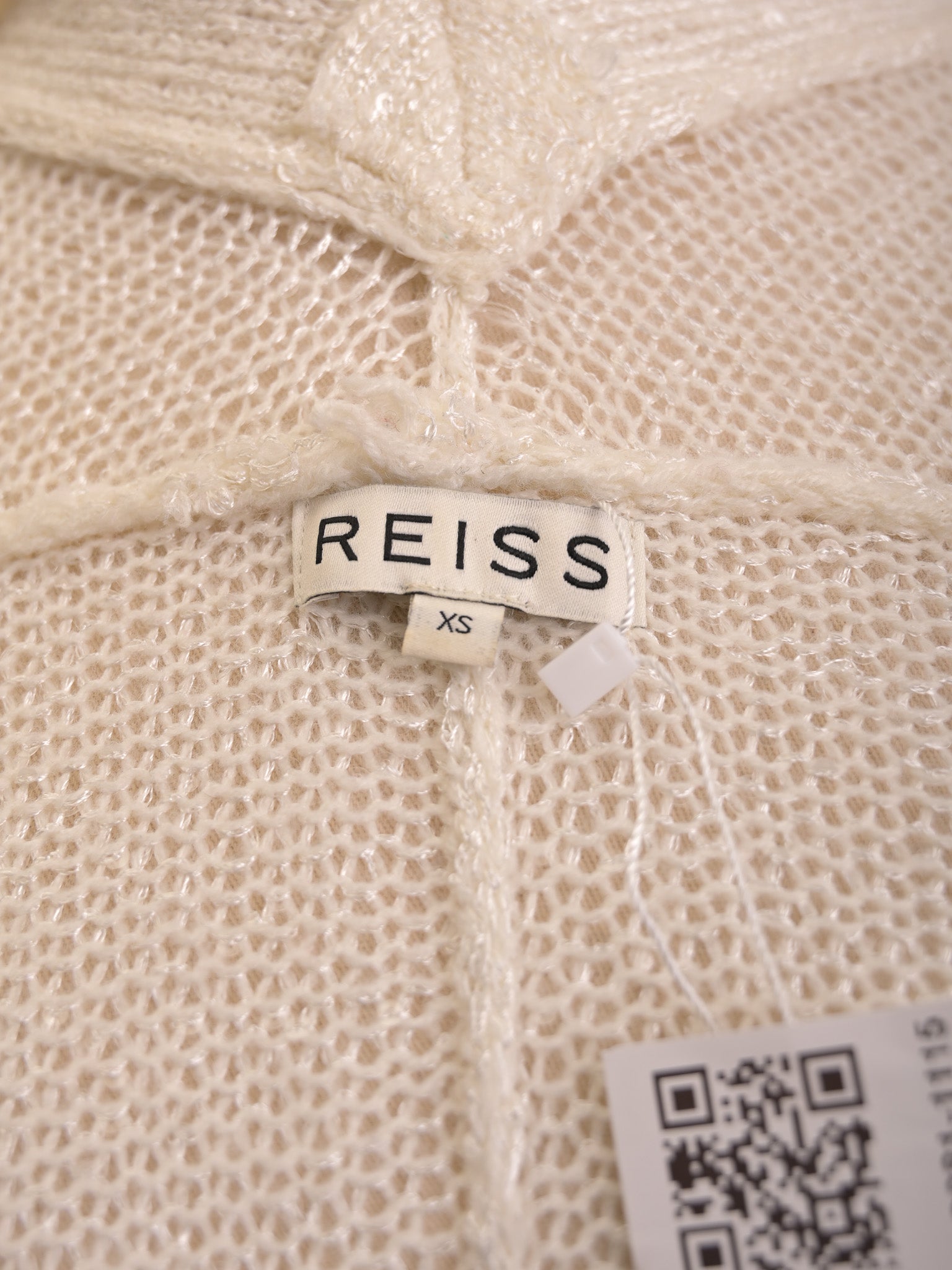 EXCELLENT Reiss White Cotton Open-Front Cardigan Size XS