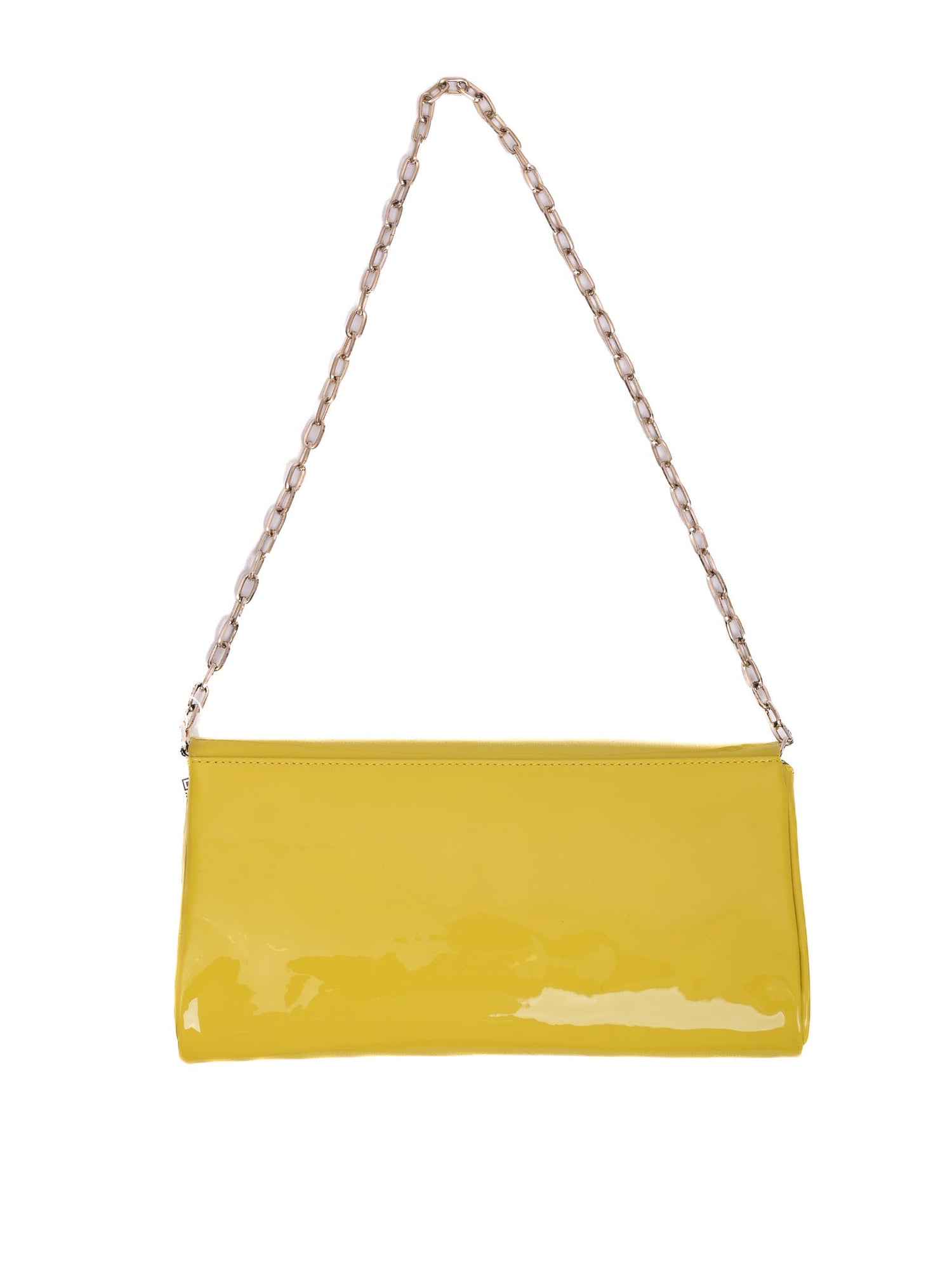 Excellent Rupert Sanderson Yellow Leather Clutch Purse with Chain Strap