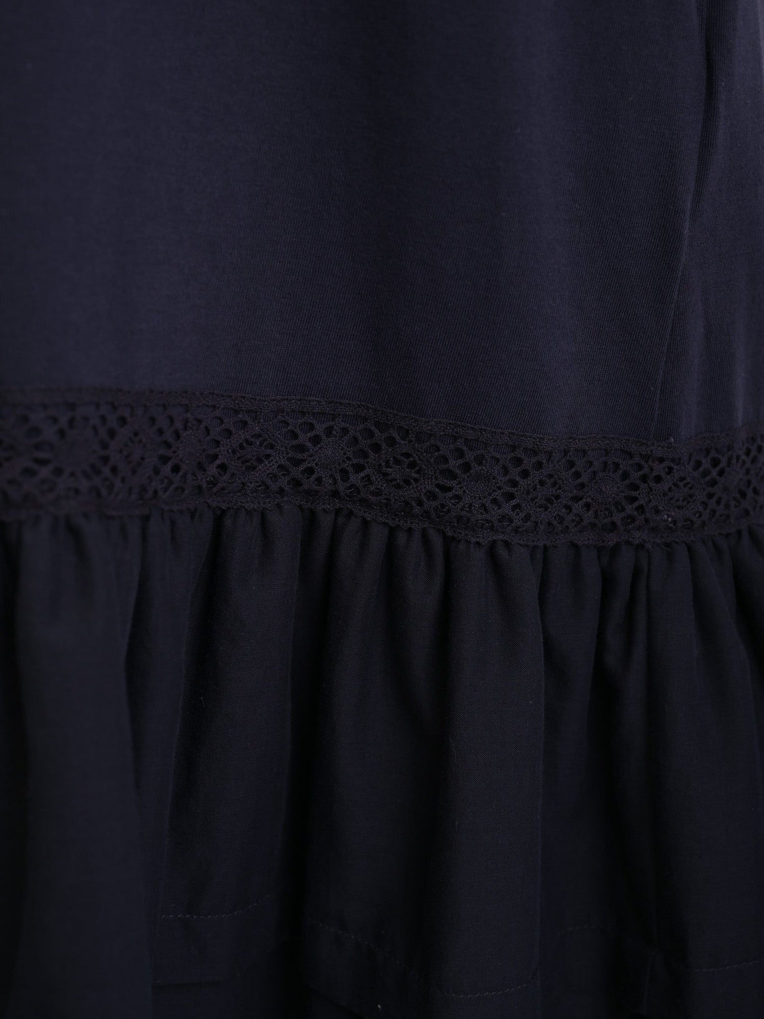 NEW Valentino Navy Blue Cotton Dress XS with Lacy Hem