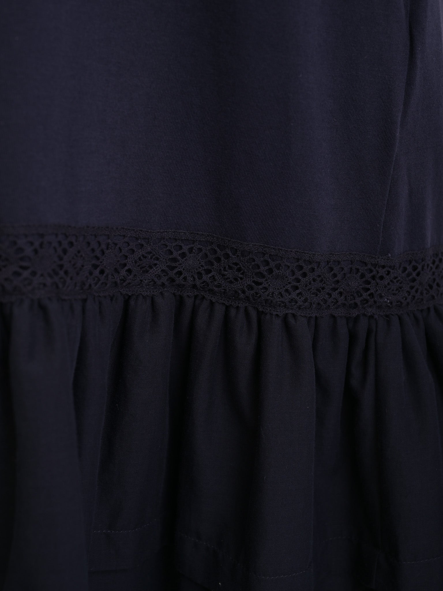 NEW Valentino Navy Blue Cotton Dress XS with Lacy Hem