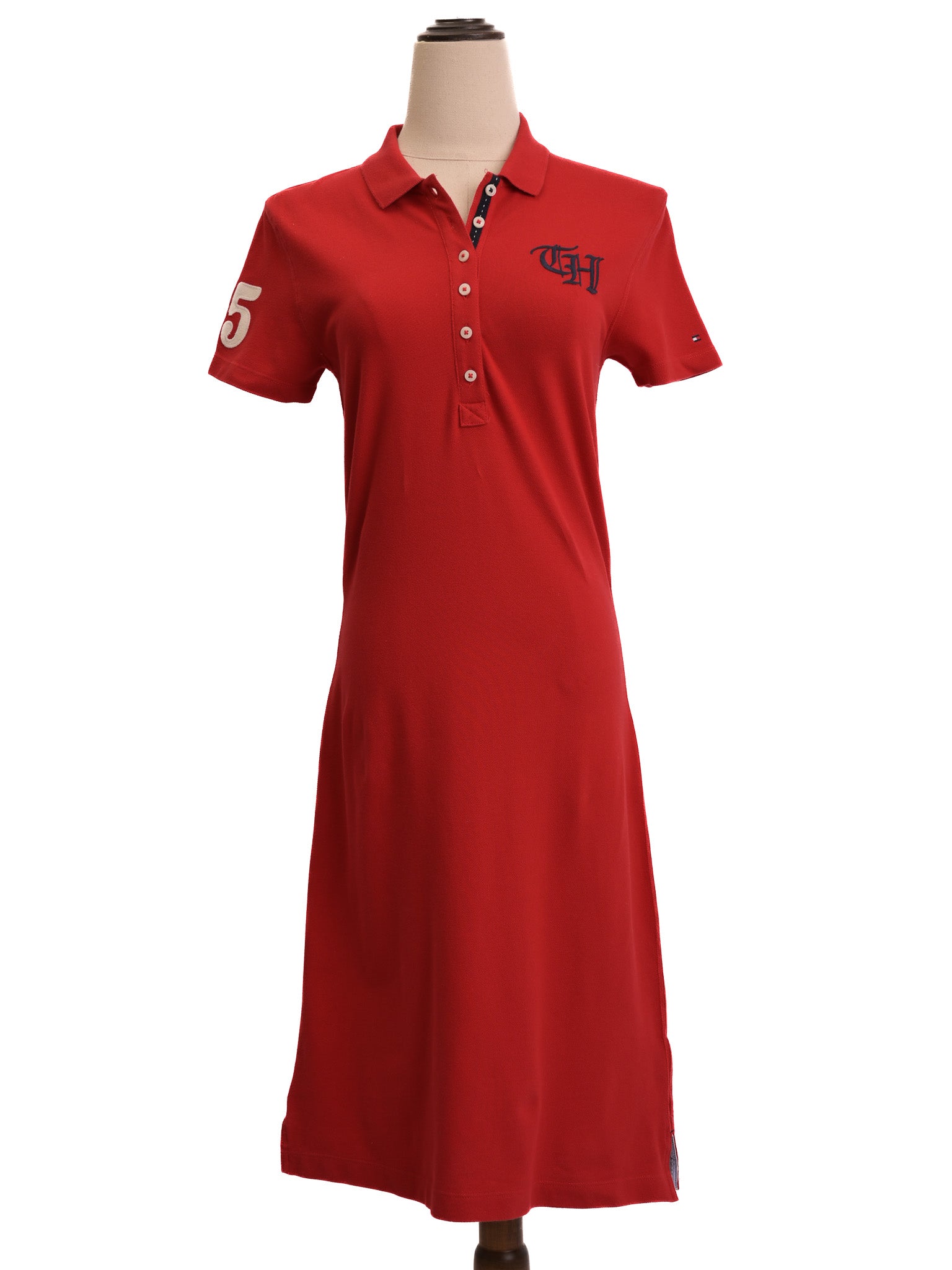 Excellent Tommy Hilfiger Red Polo Dress S with Embroidered Logo