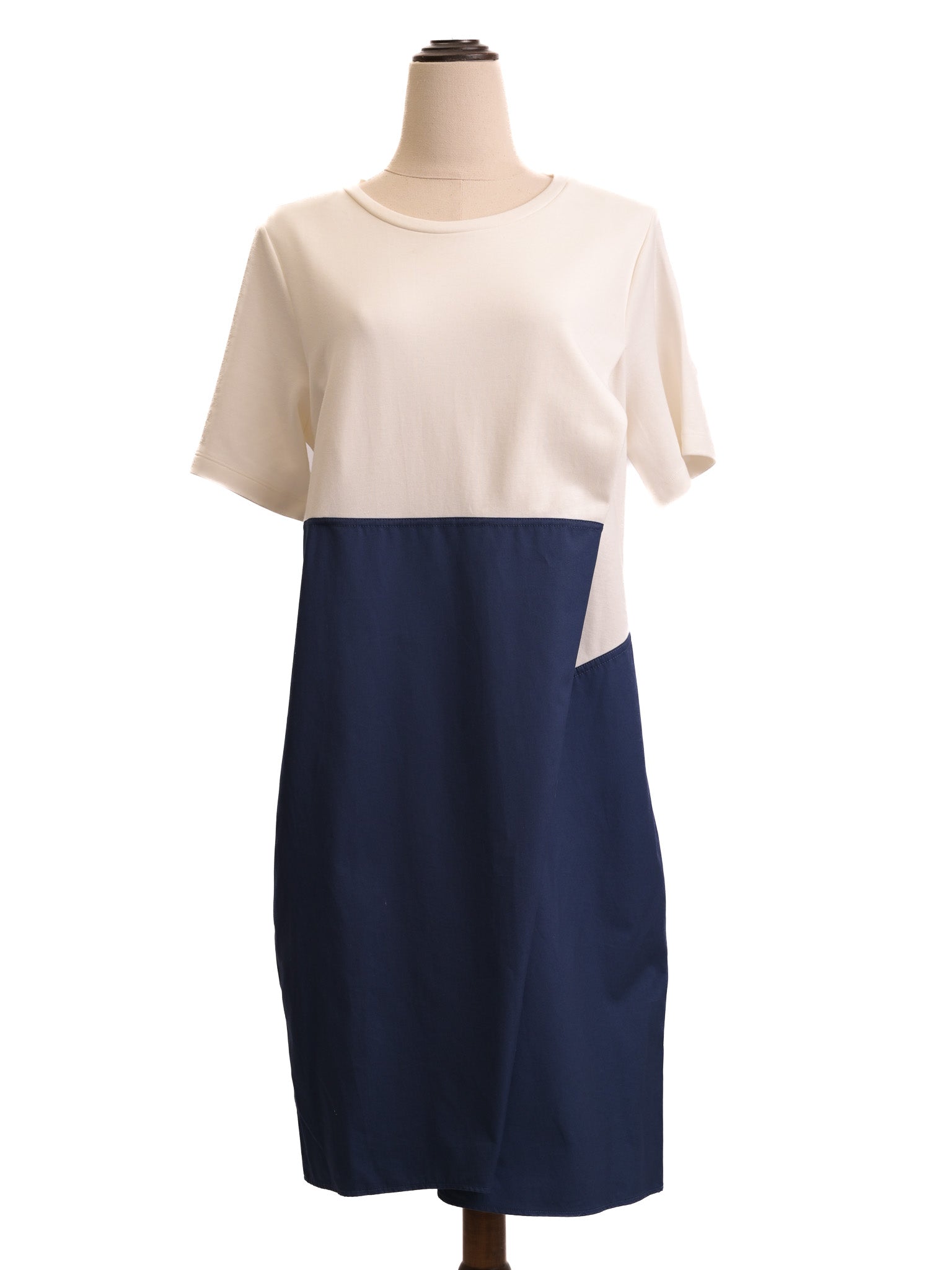 Excellent Cos Two-Tone Dress S Nylon Casual White and Blue
