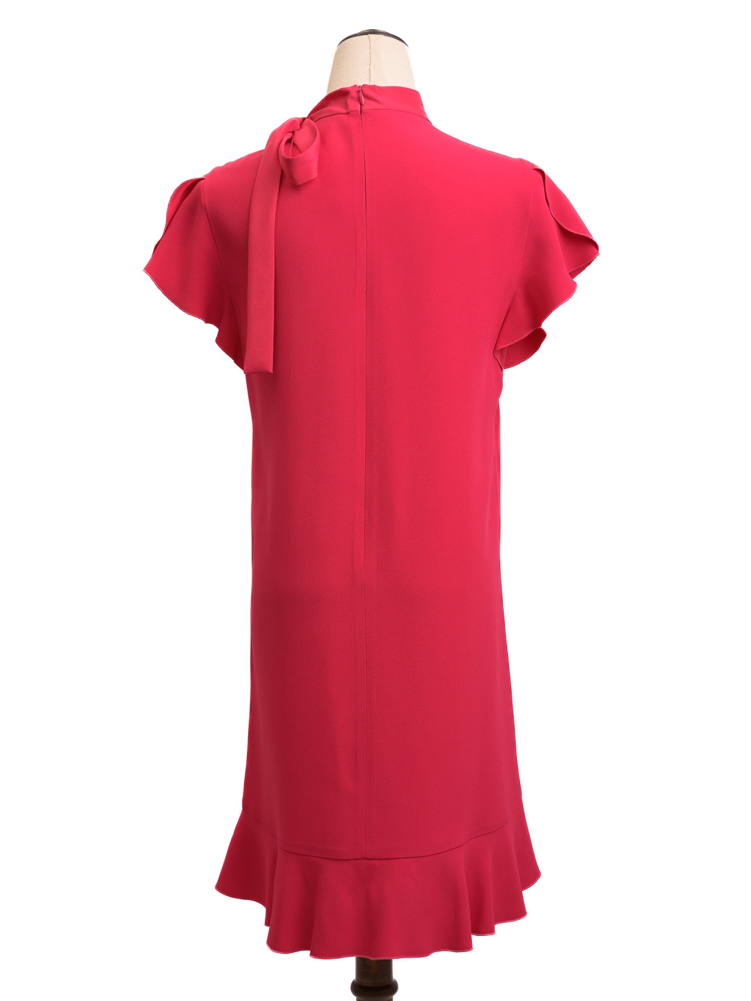 Excellent Red Valentino Pink Dress Size M with Ruffled Hem & Bow Detail
