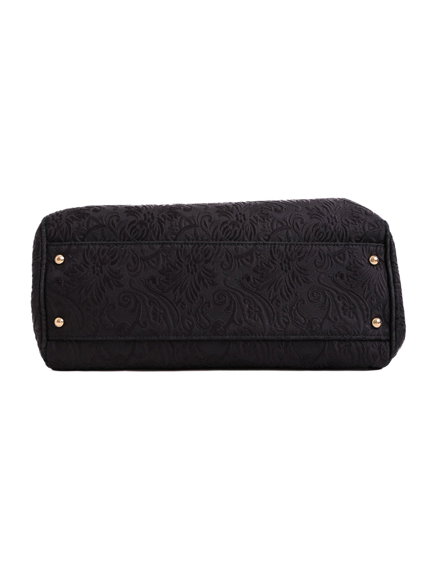 Excellent Dolce Gabbana Black Leather Handbag with Floral Pattern
