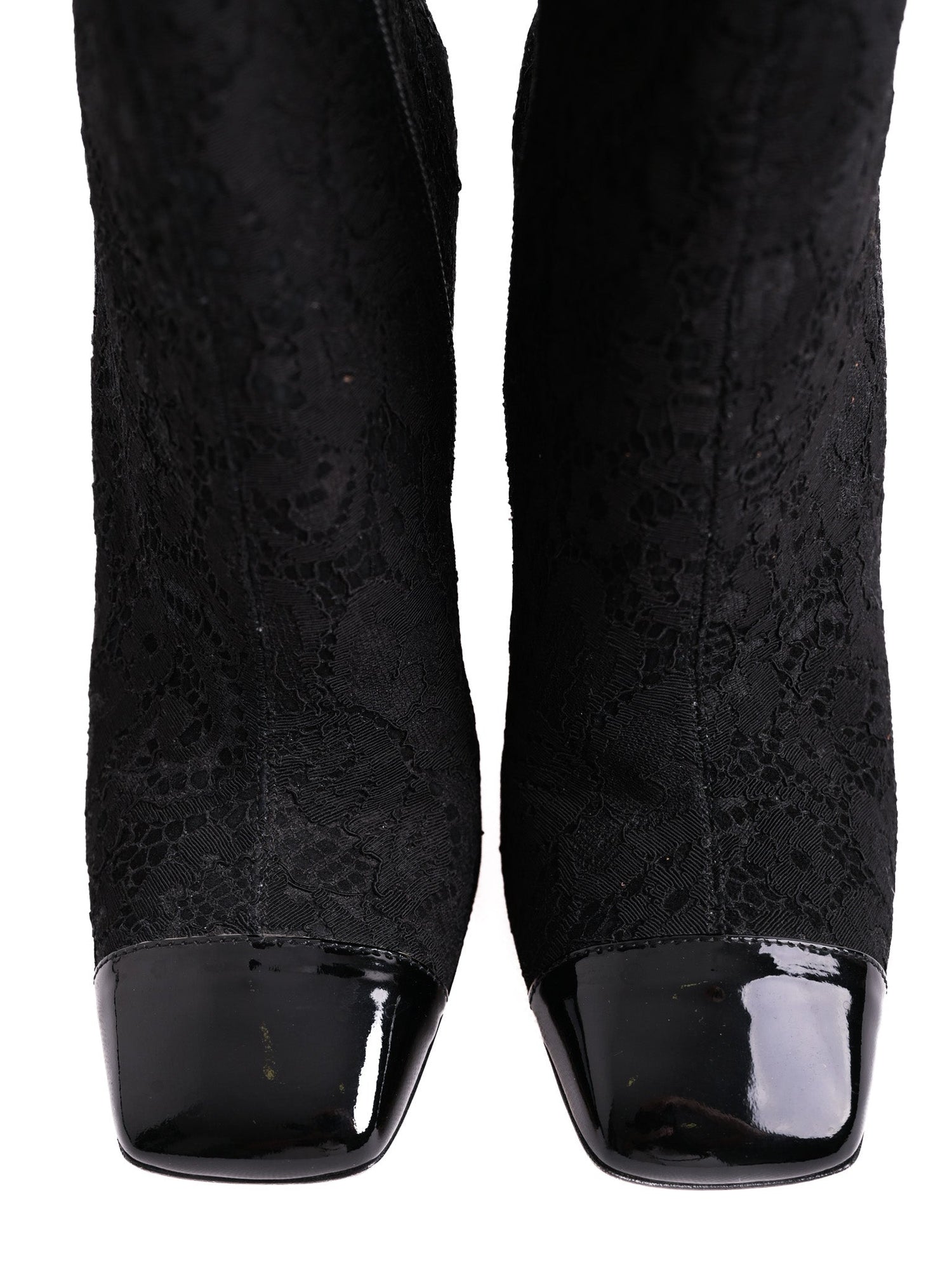 Chanel Black High-Heeled Ankle Boots Textile Perfect Condition