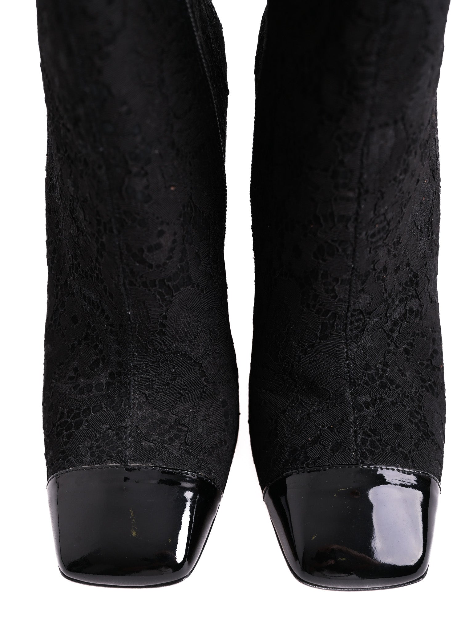 Chanel Black High-Heeled Ankle Boots Textile Perfect Condition