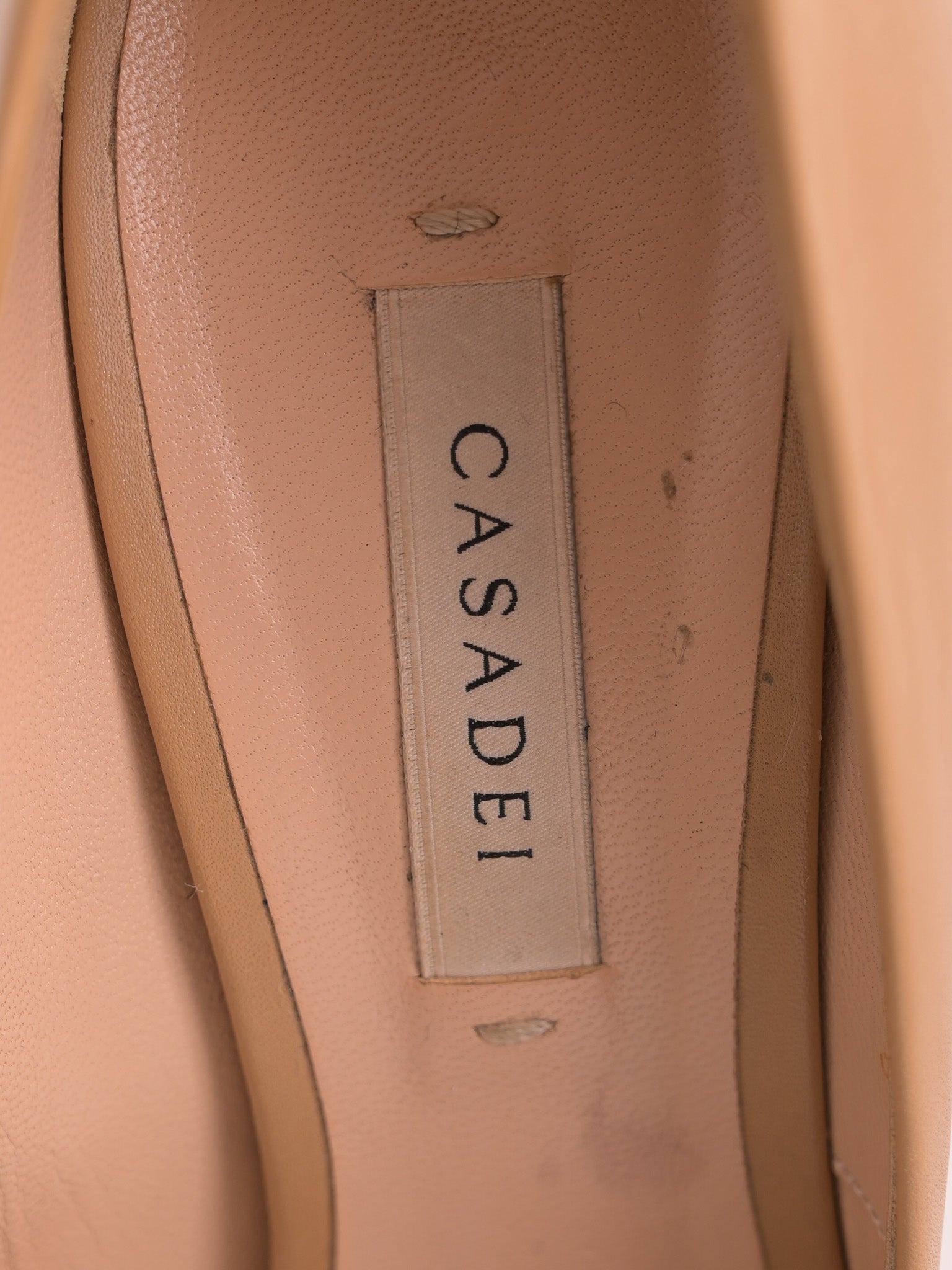 Good Condition Casadei White Leather Peep-Toe High-Heeled Shoes Size 38