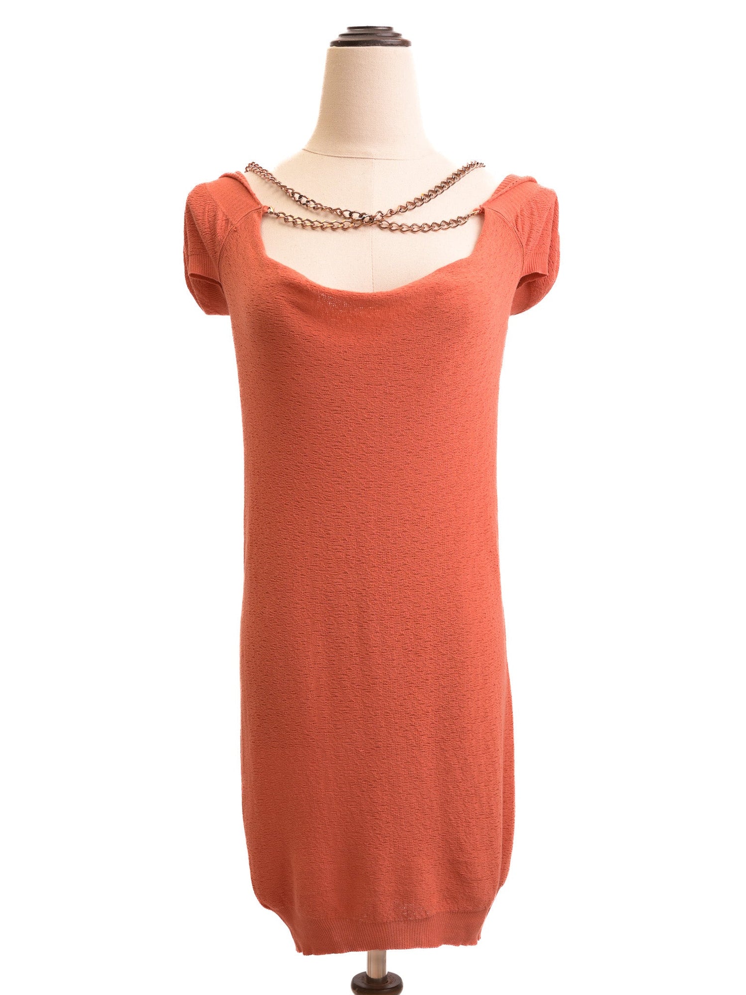 NEW Patrizia Pepe Pink Viscose Dress XXS with Chain Detail
