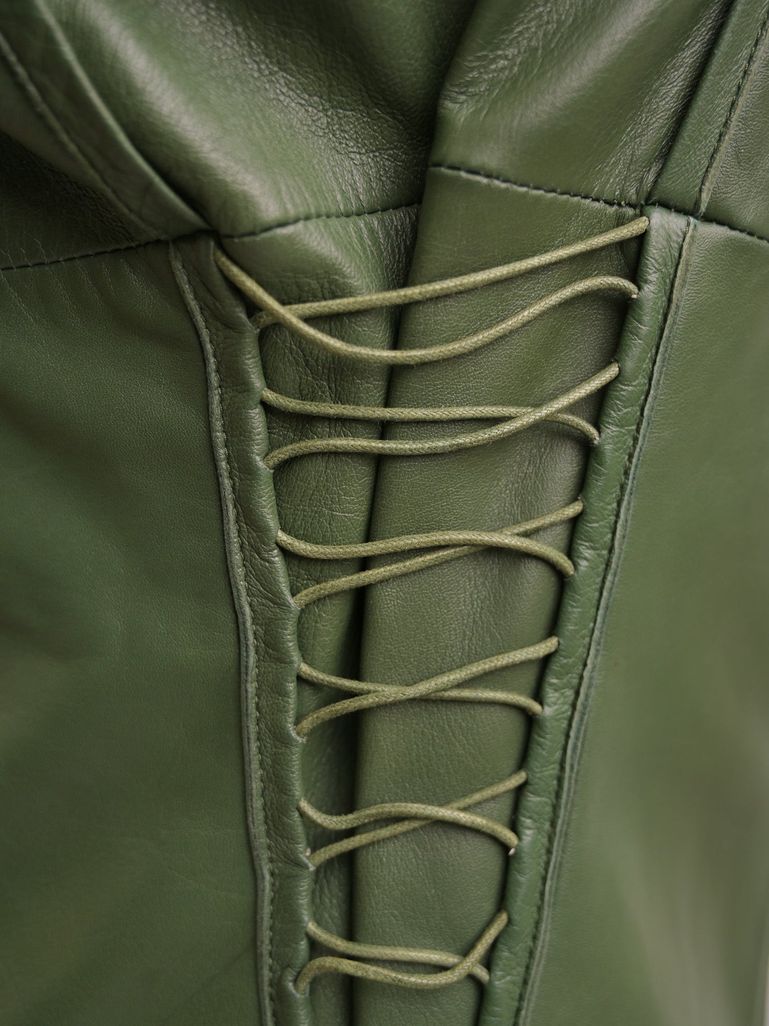 Excellent Versace Green Leather Jacket Women Size M