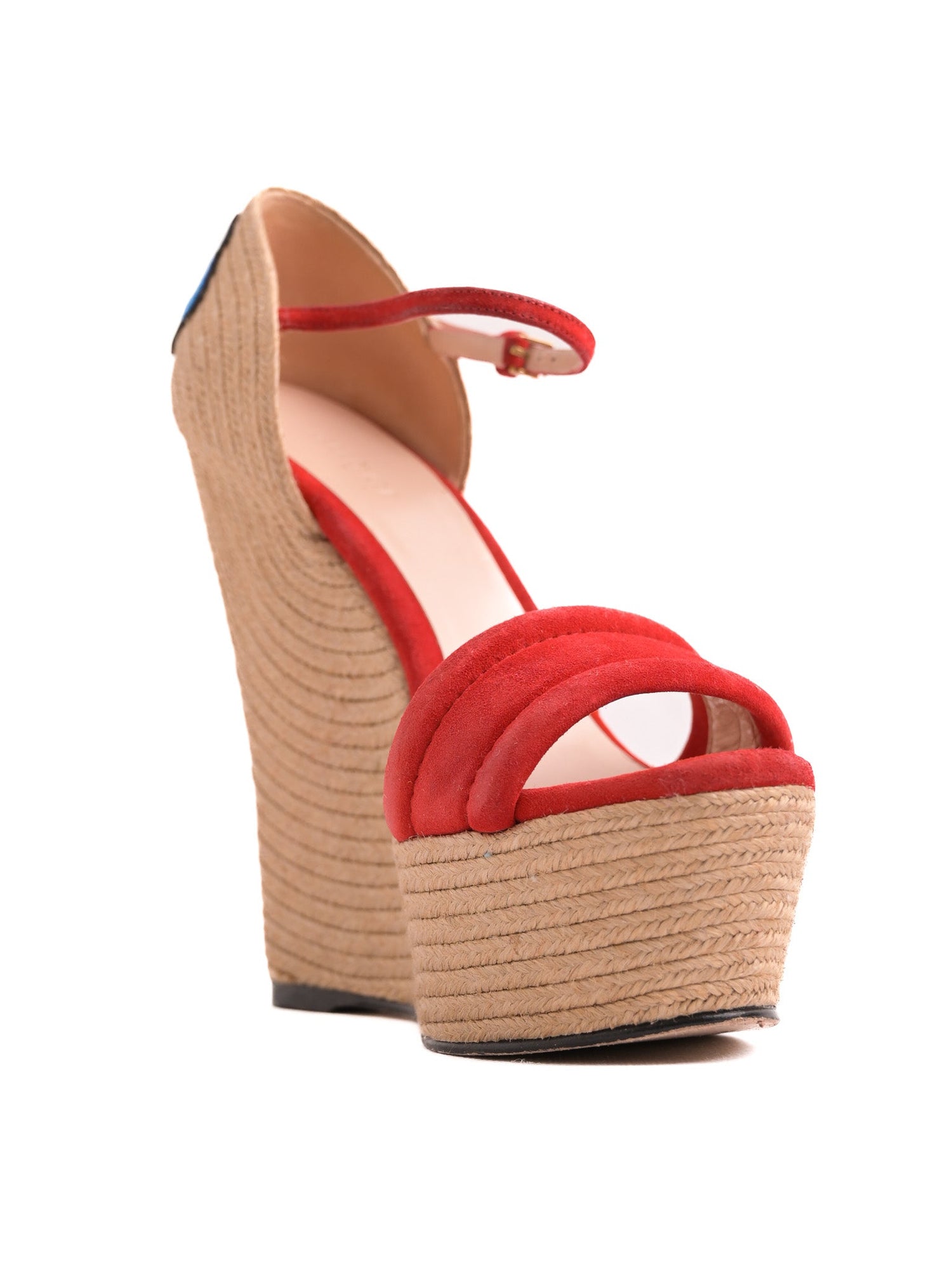 Good Gucci Red Genuine Suede Wedge Sandals Size 36