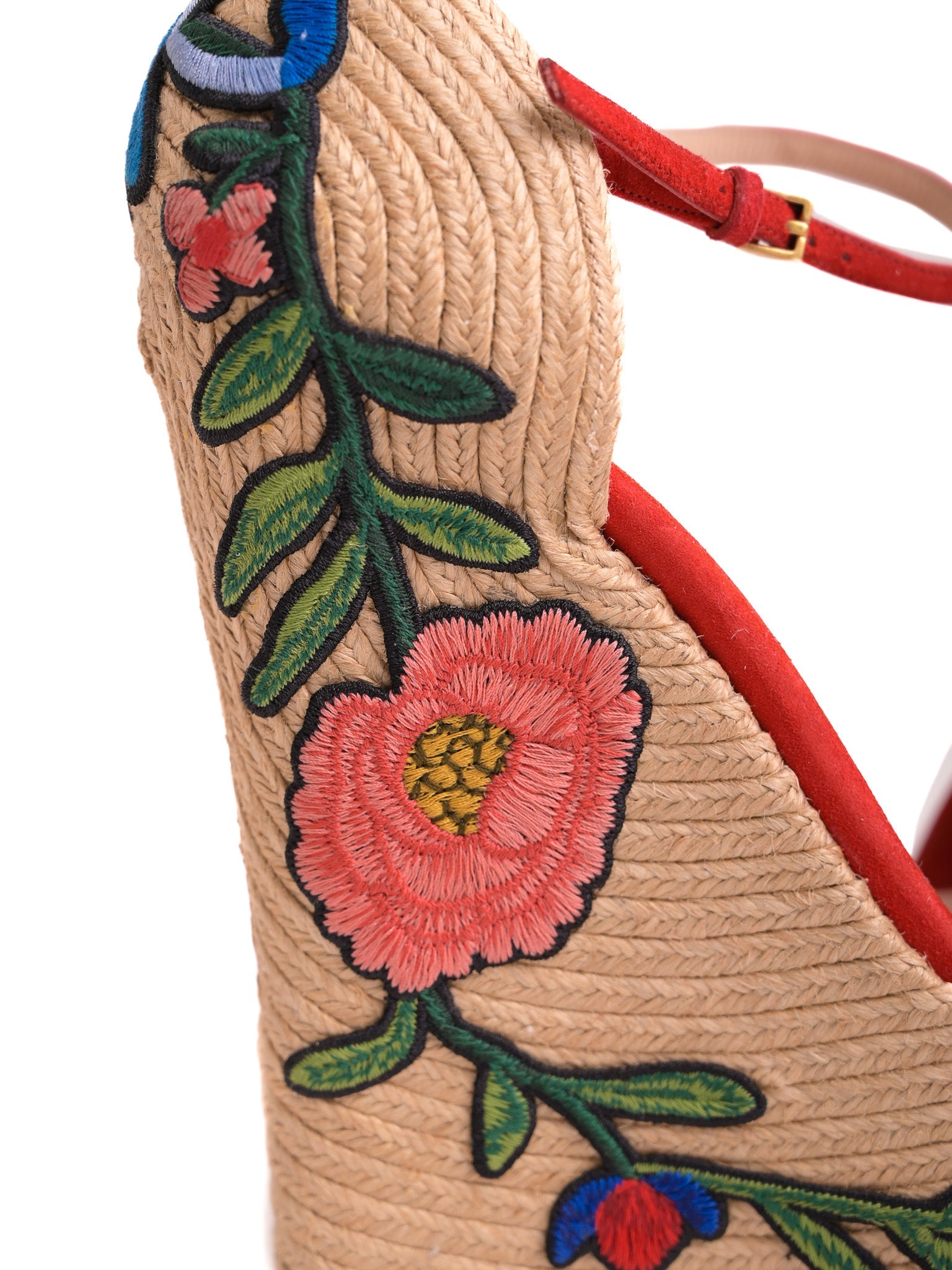 Good Gucci Red Genuine Suede Wedge Sandals Size 36