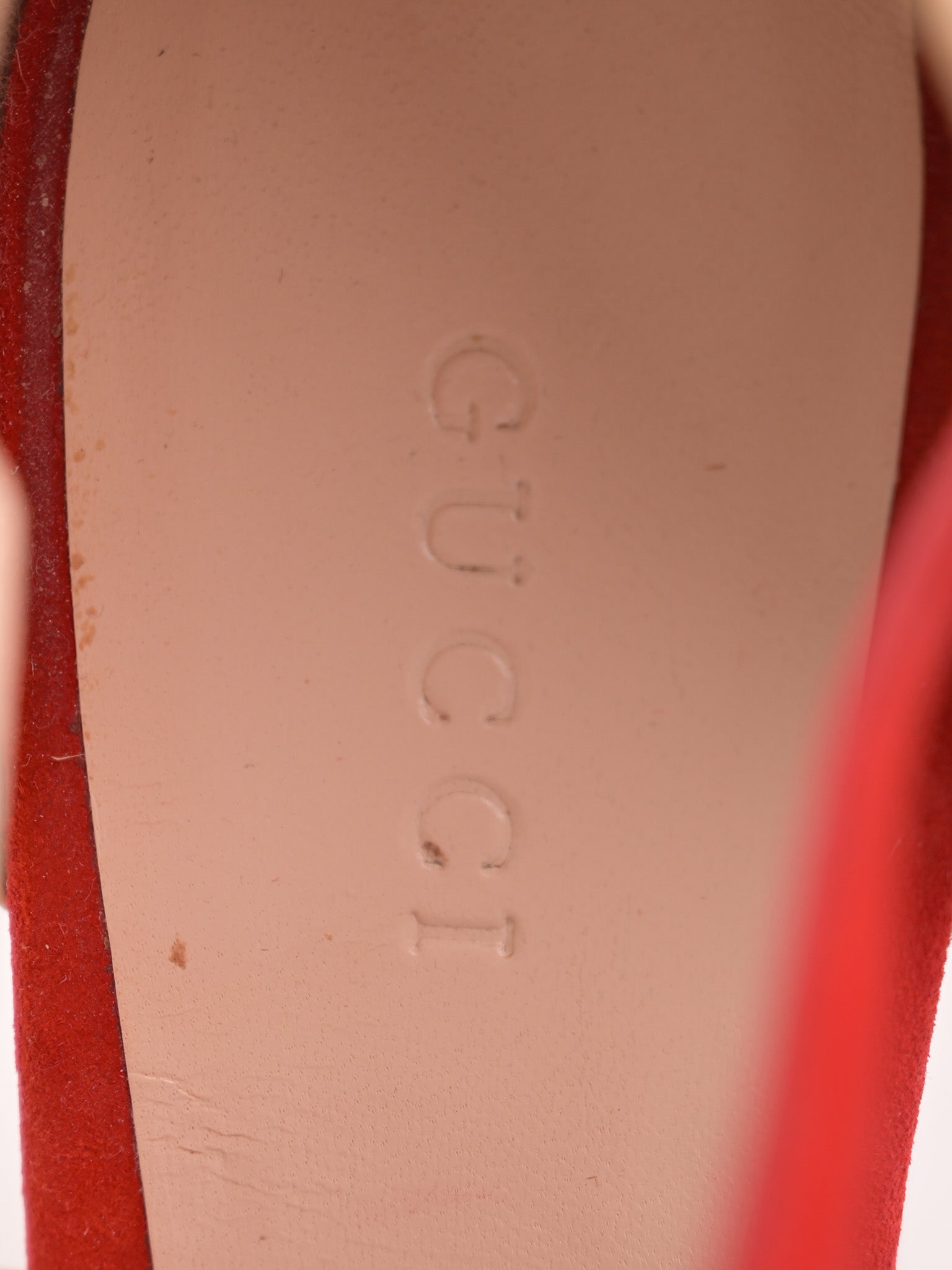 Good Gucci Red Genuine Suede Wedge Sandals Size 36