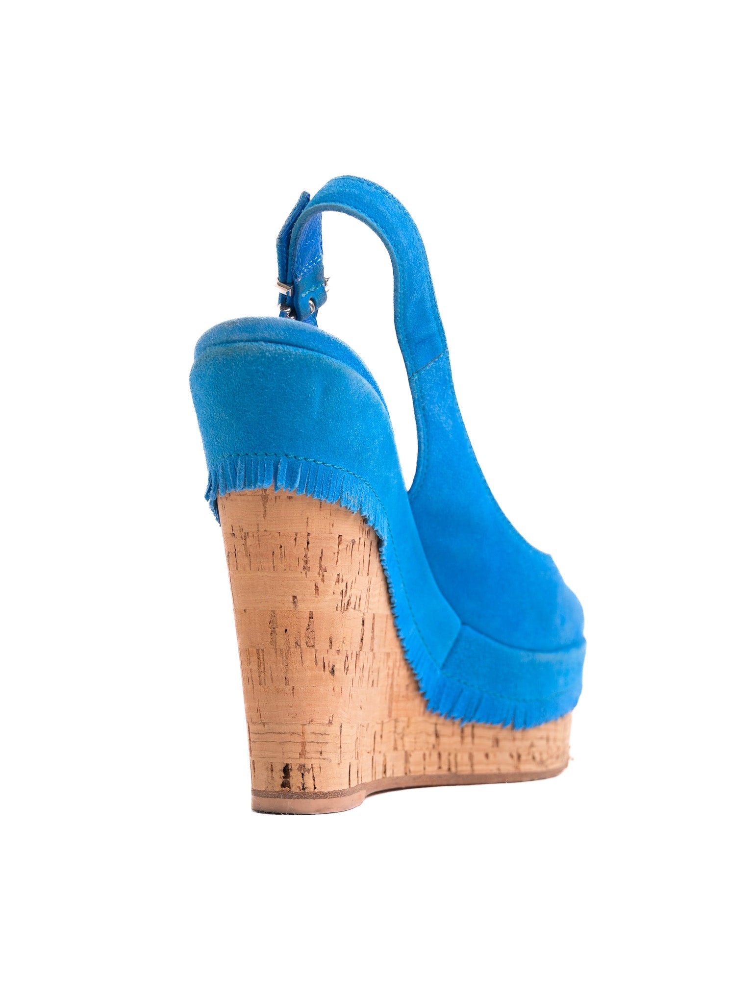 Good Gianvito Rossi Blue Genuine Suede Wedge Heel Shoes Size 35