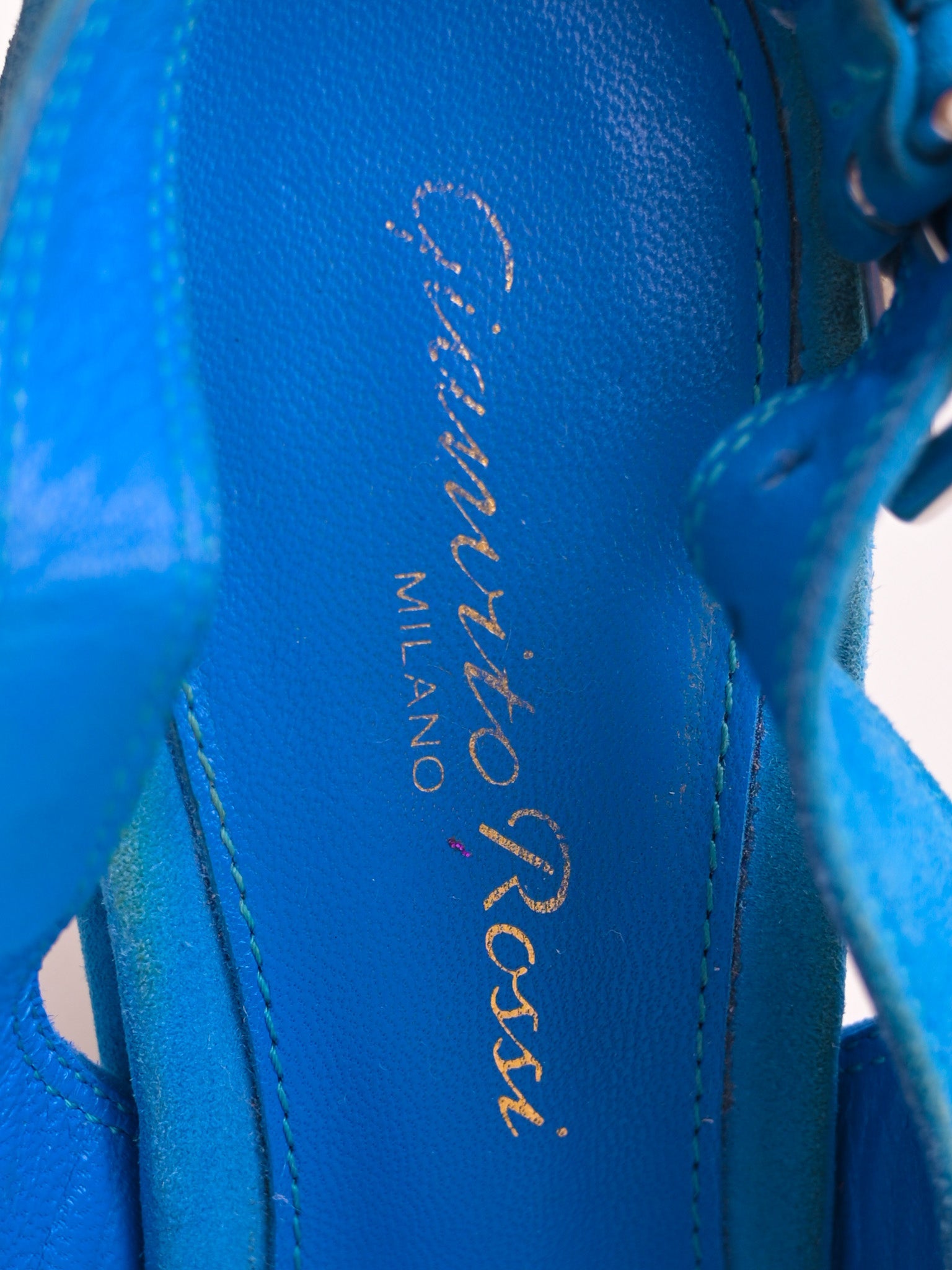 Good Gianvito Rossi Blue Genuine Suede Wedge Heel Shoes Size 35