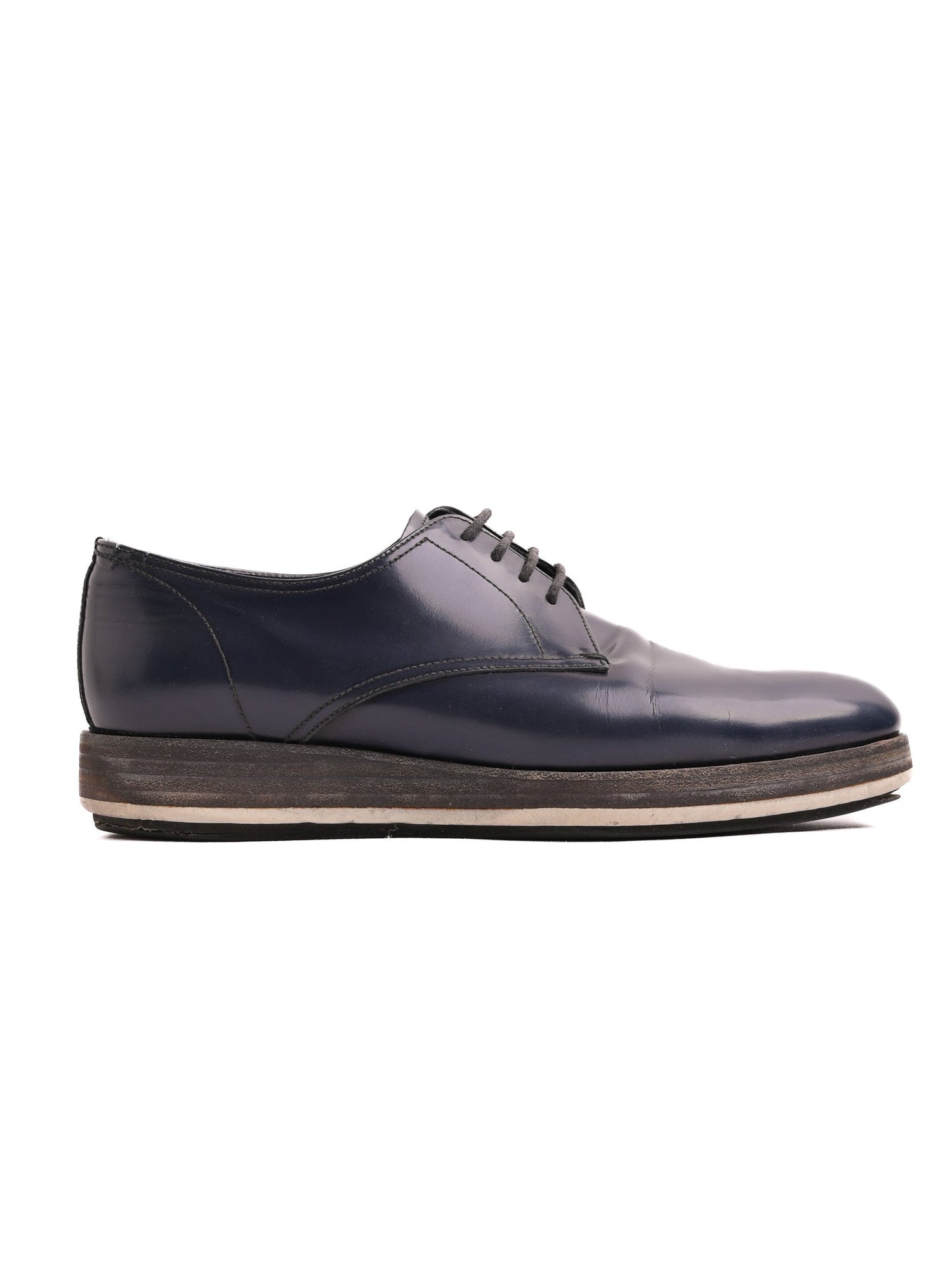 Good Condition Prada Blue Lacquer Dress Shoes Size 37.5 for Men