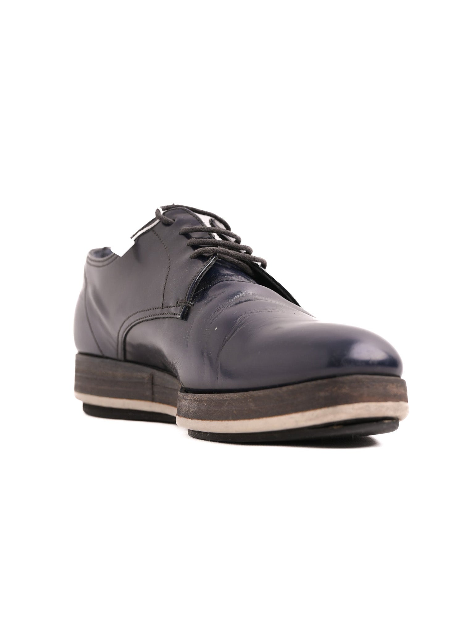 Good Condition Prada Blue Lacquer Dress Shoes Size 37.5 for Men