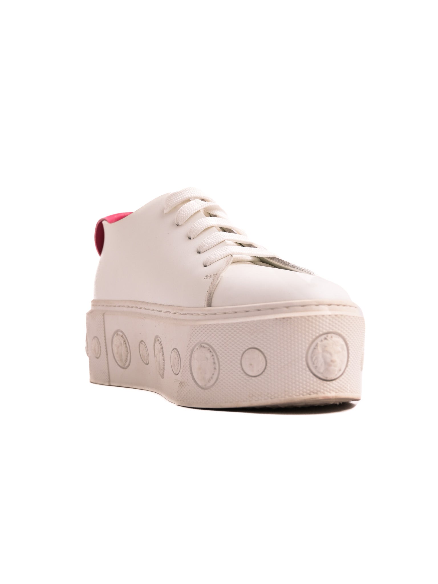 Good Versus White Leather Platform Sneakers Size 36 with Pink Tab