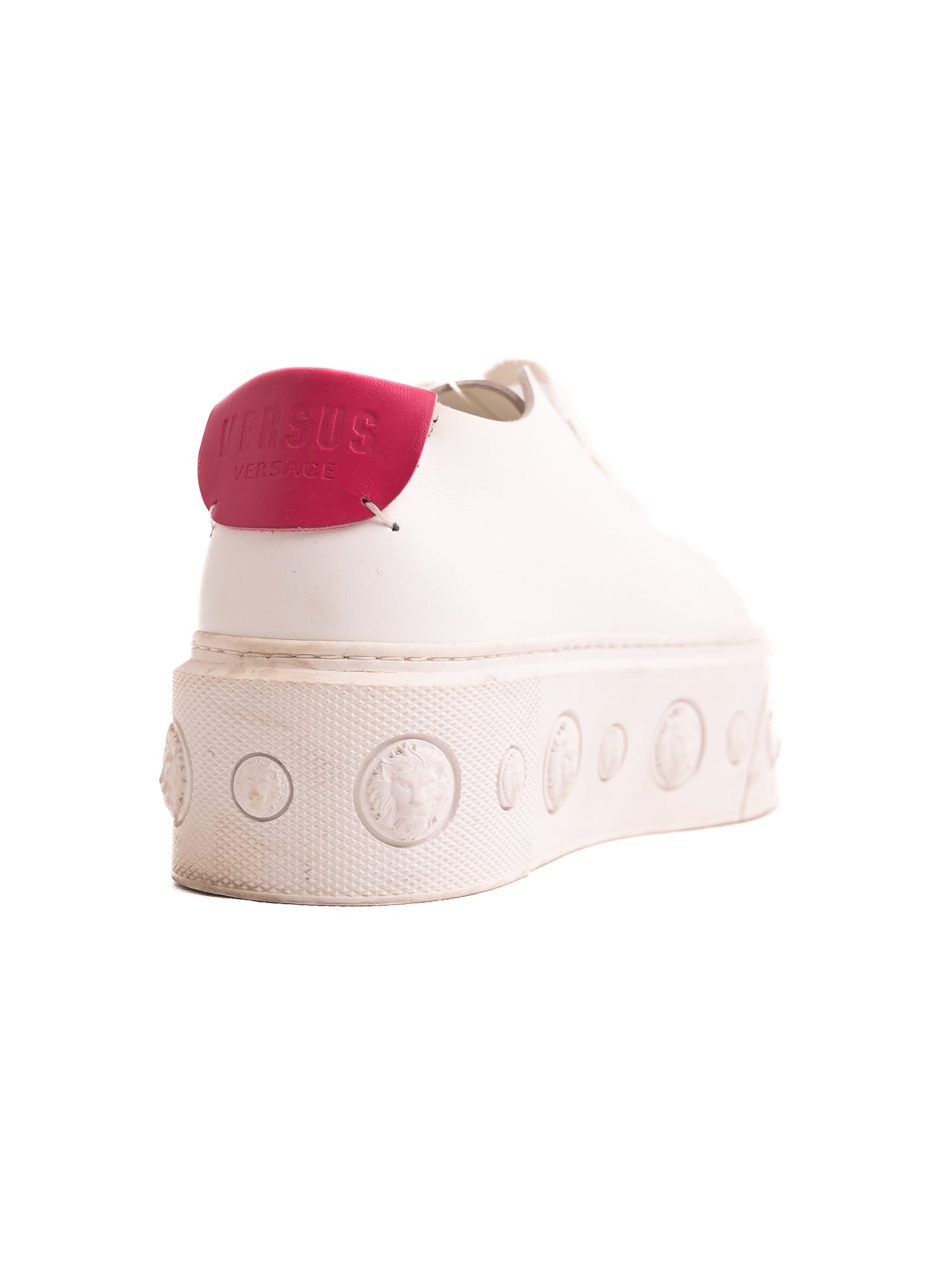 Good Versus White Leather Platform Sneakers Size 36 with Pink Tab