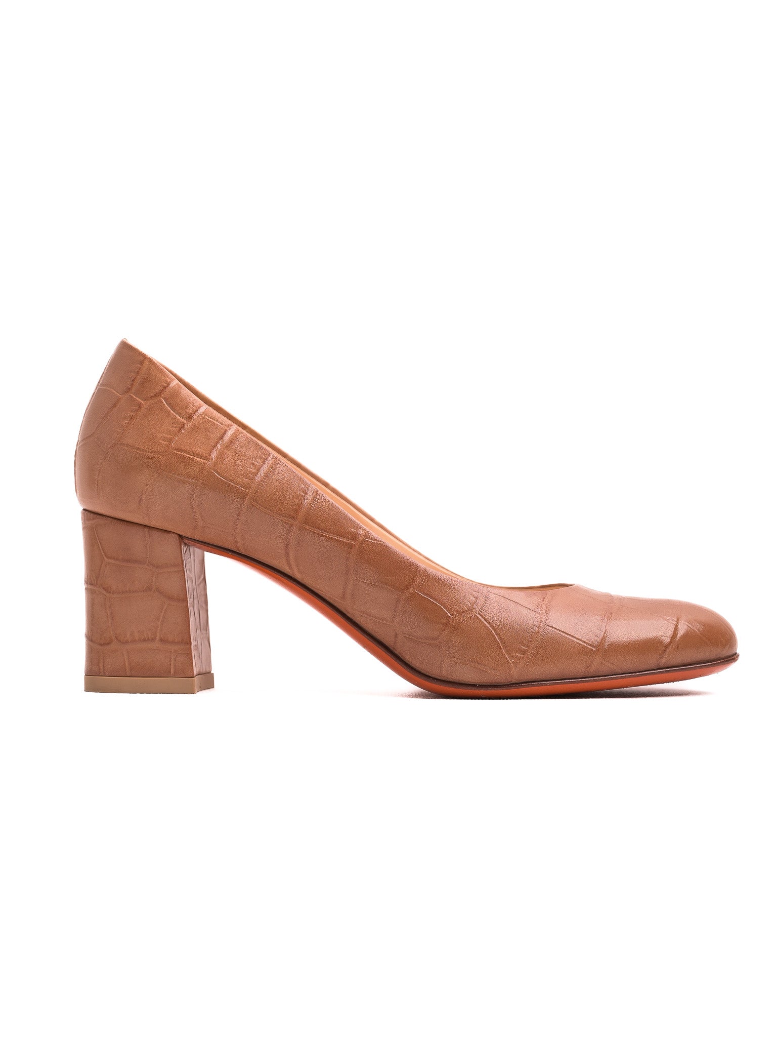 Good Condition Santoni Orange Leather High-Heeled Shoes Size 35.5