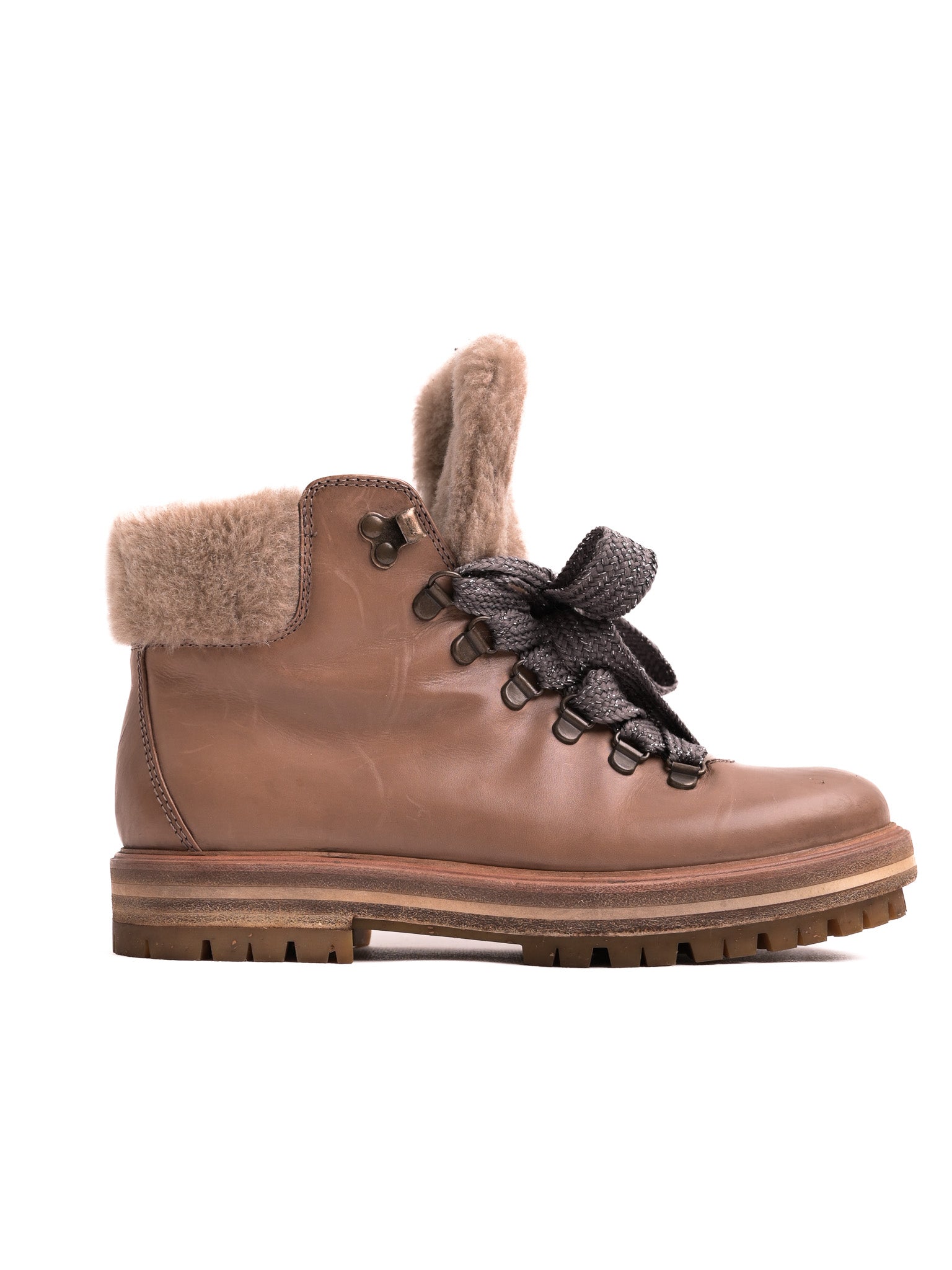 Good AGL Orange Leather Boots Size 36 with Fur Lining