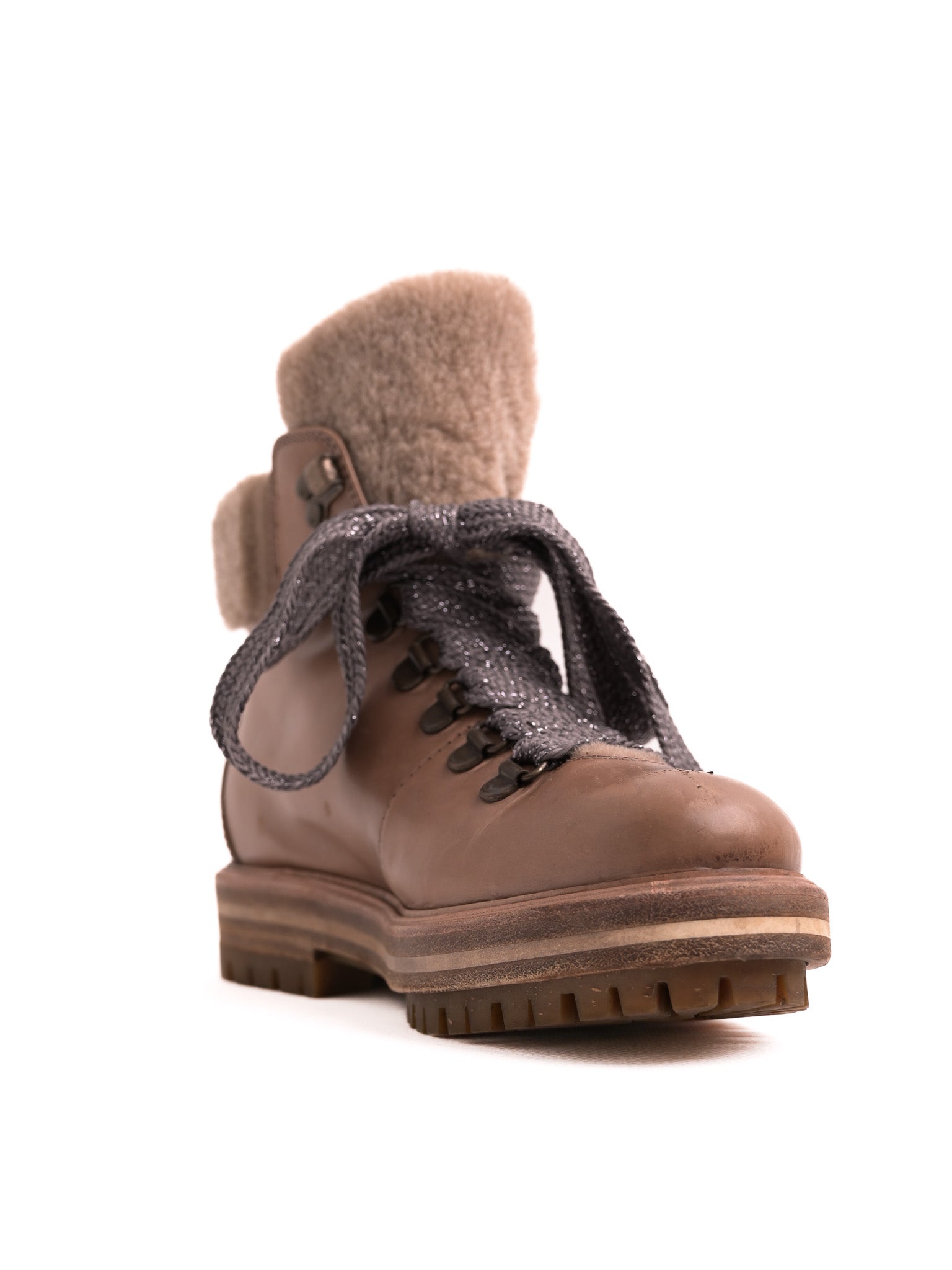 Good AGL Orange Leather Boots Size 36 with Fur Lining