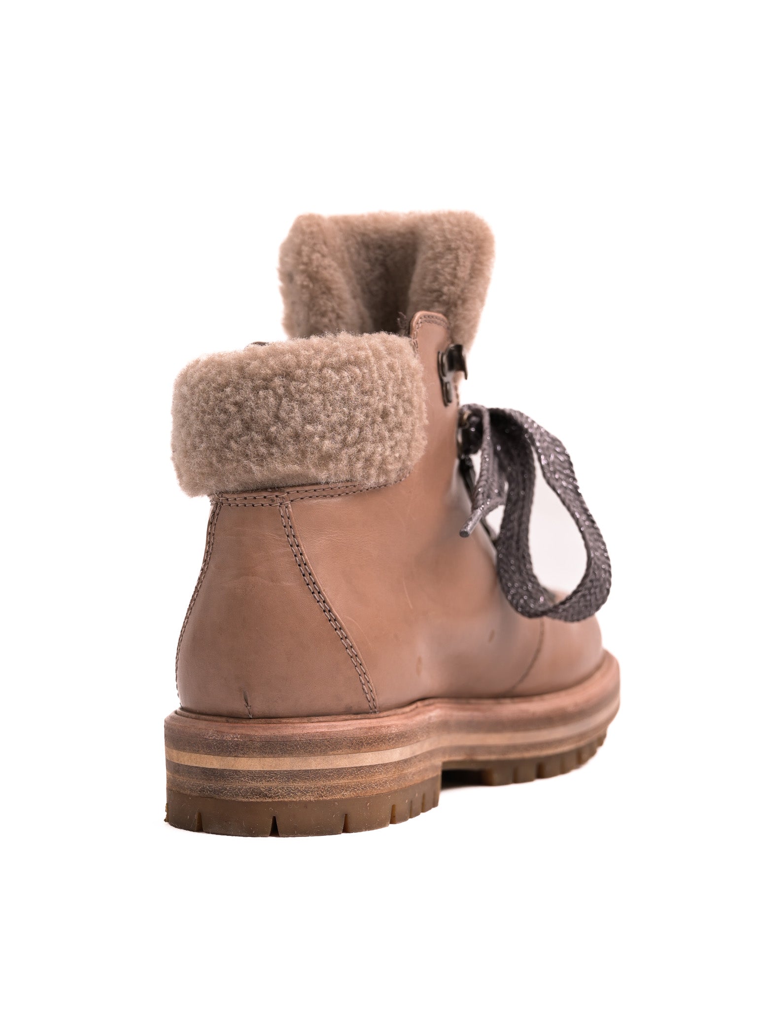 Good AGL Orange Leather Boots Size 36 with Fur Lining