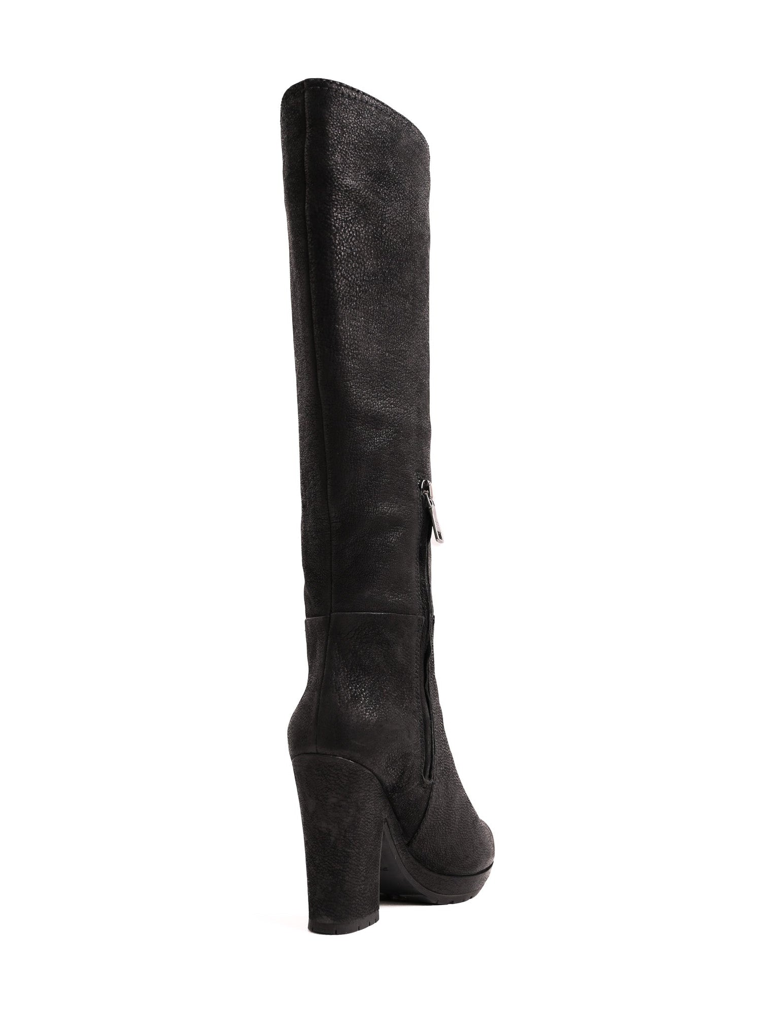 Good Prada Black Leather Knee-High Heeled Boots Size 35.5