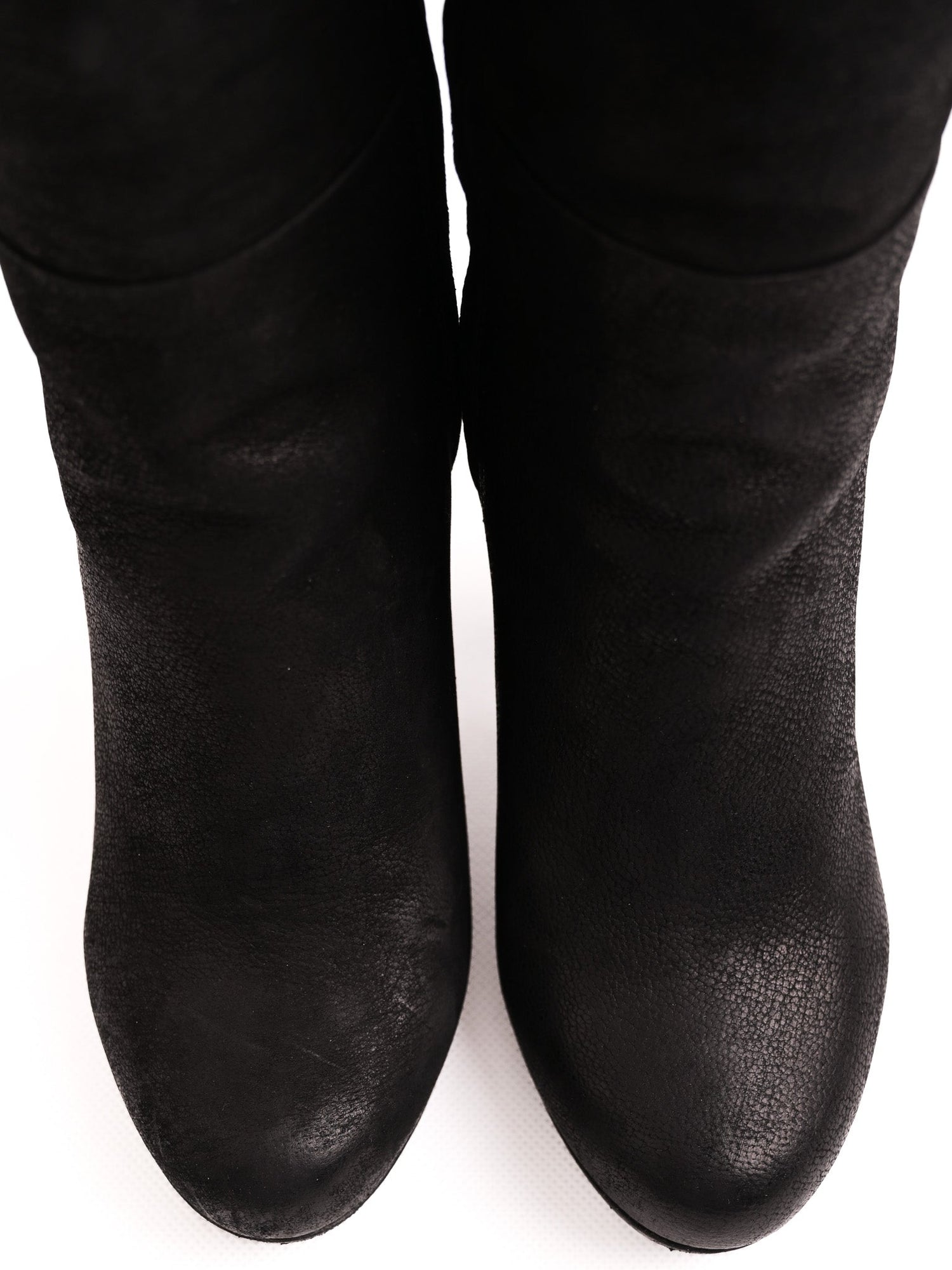 Good Prada Black Leather Knee-High Heeled Boots Size 35.5