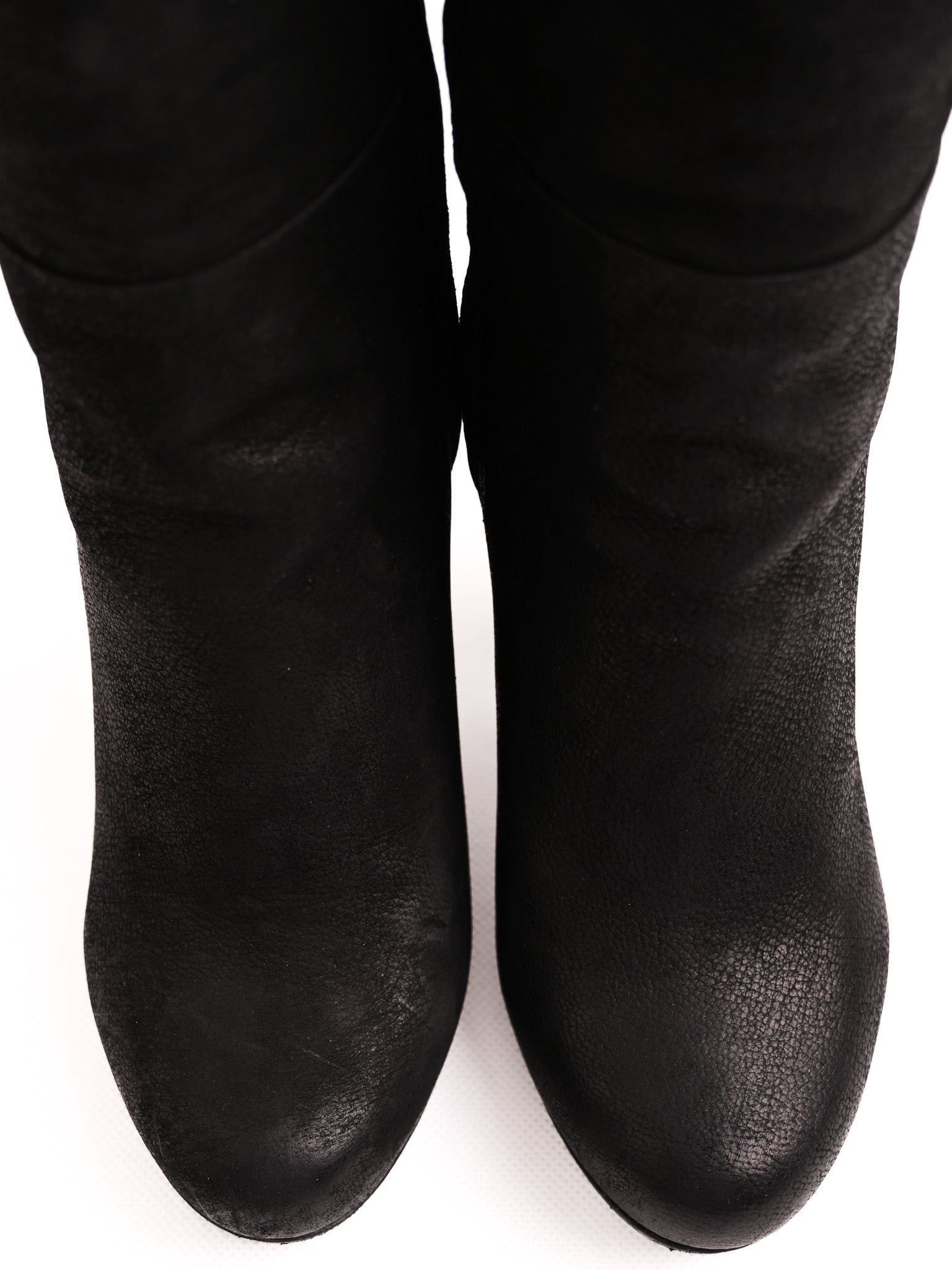 Good Prada Black Leather Knee-High Heeled Boots Size 35.5