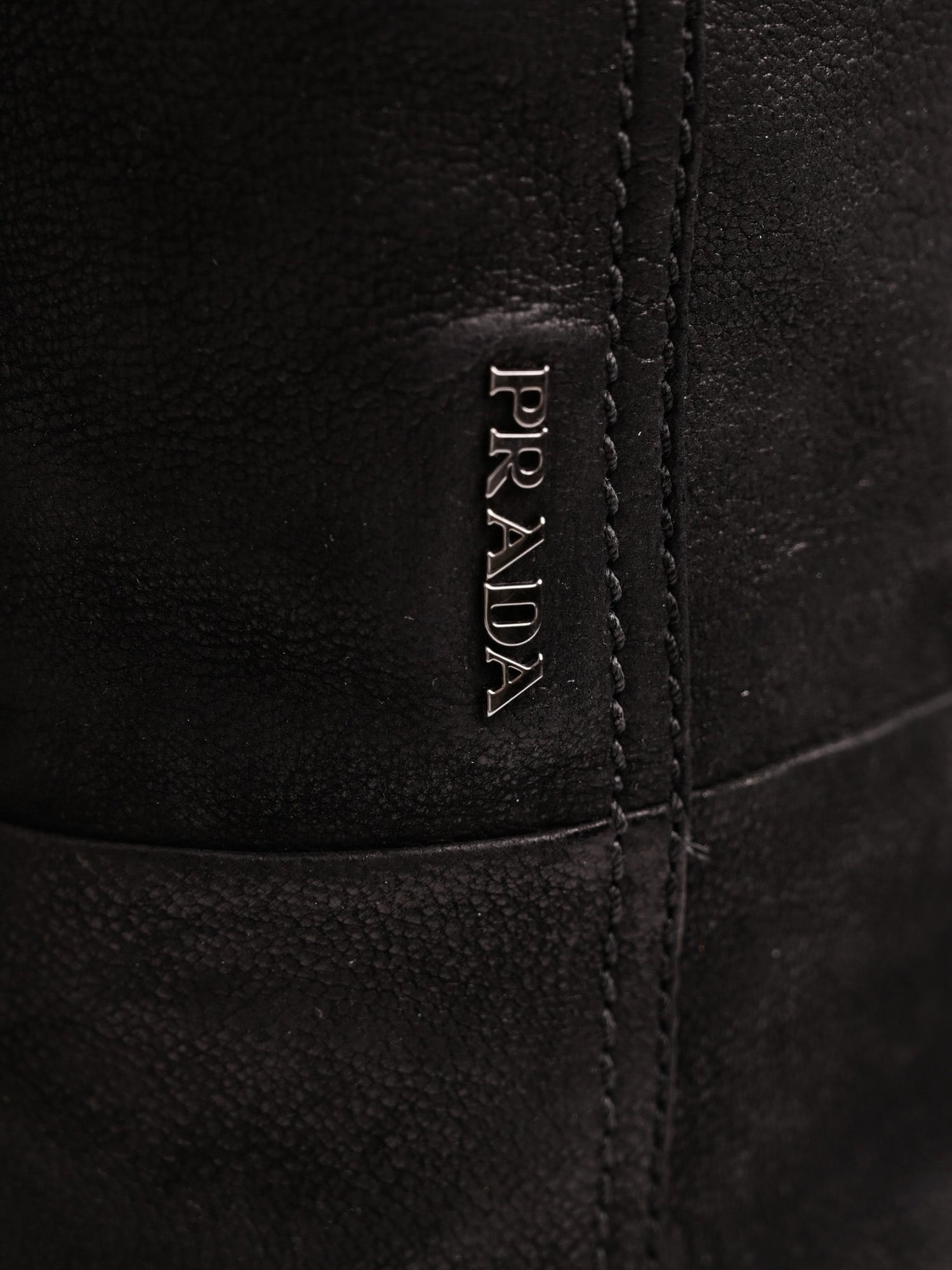Good Prada Black Leather Knee-High Heeled Boots Size 35.5