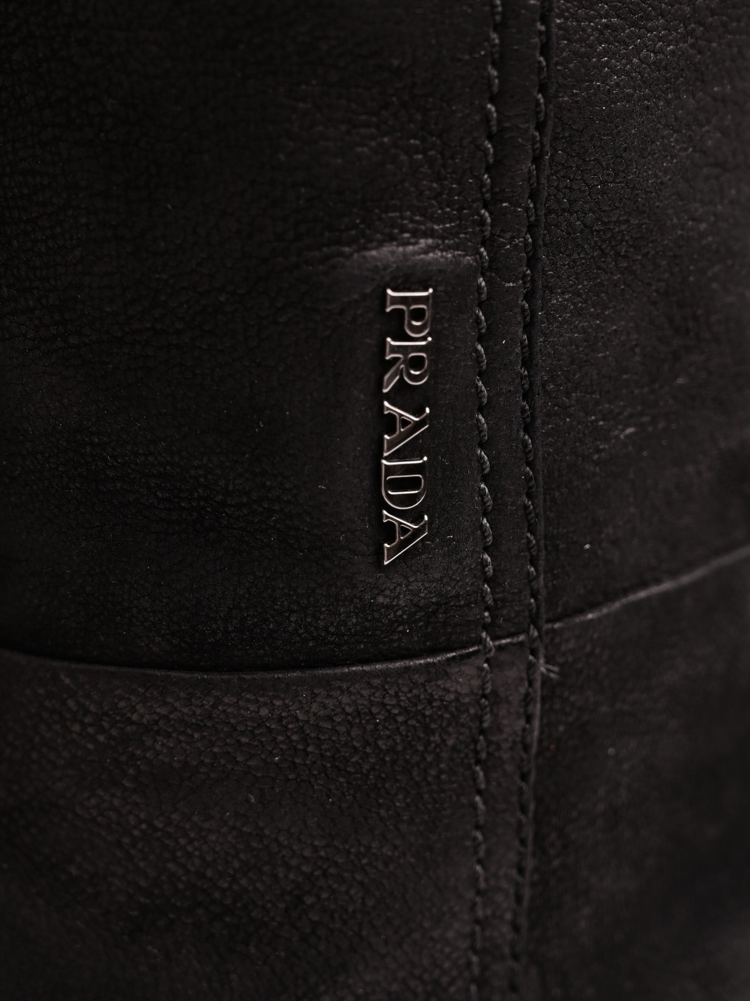 Good Prada Black Leather Knee-High Heeled Boots Size 35.5