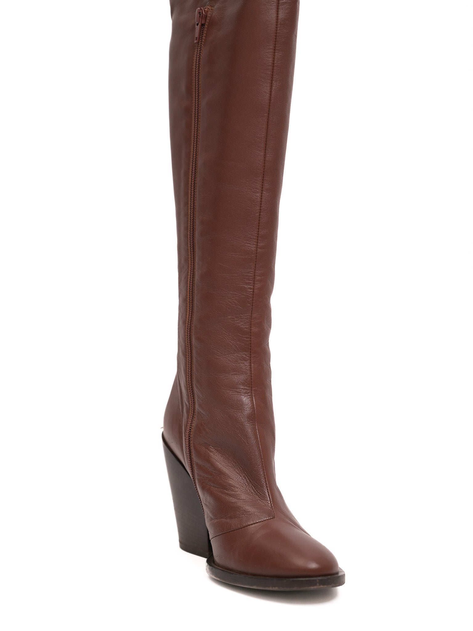 Excellent Kaneji Orange Leather Knee-High Boots Size 37