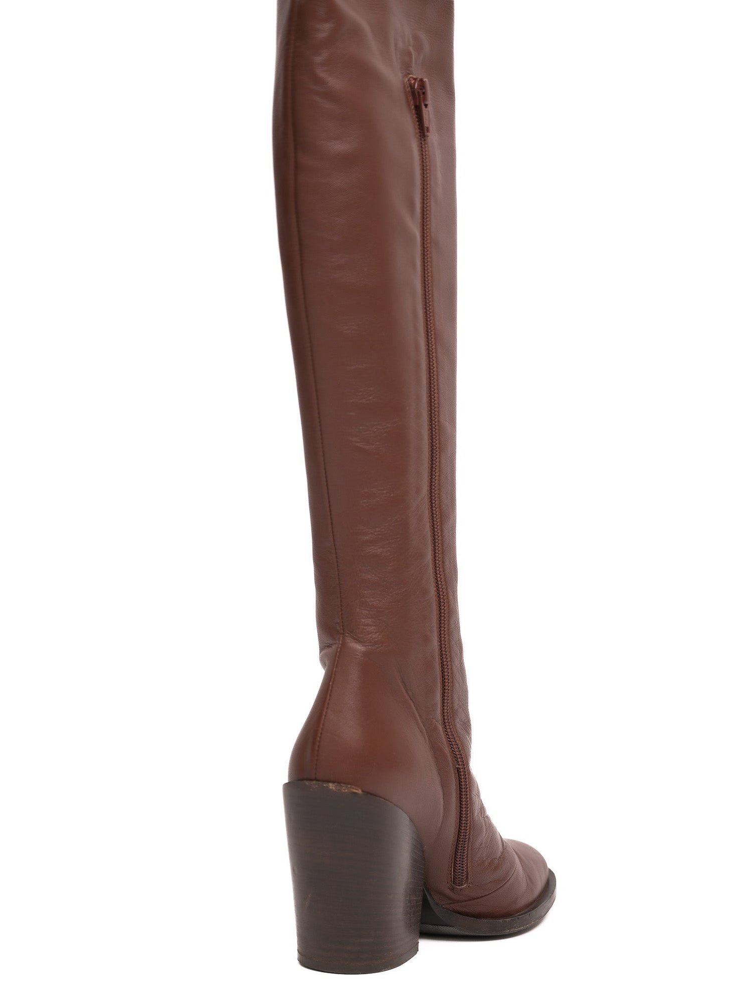 Excellent Kaneji Orange Leather Knee-High Boots Size 37