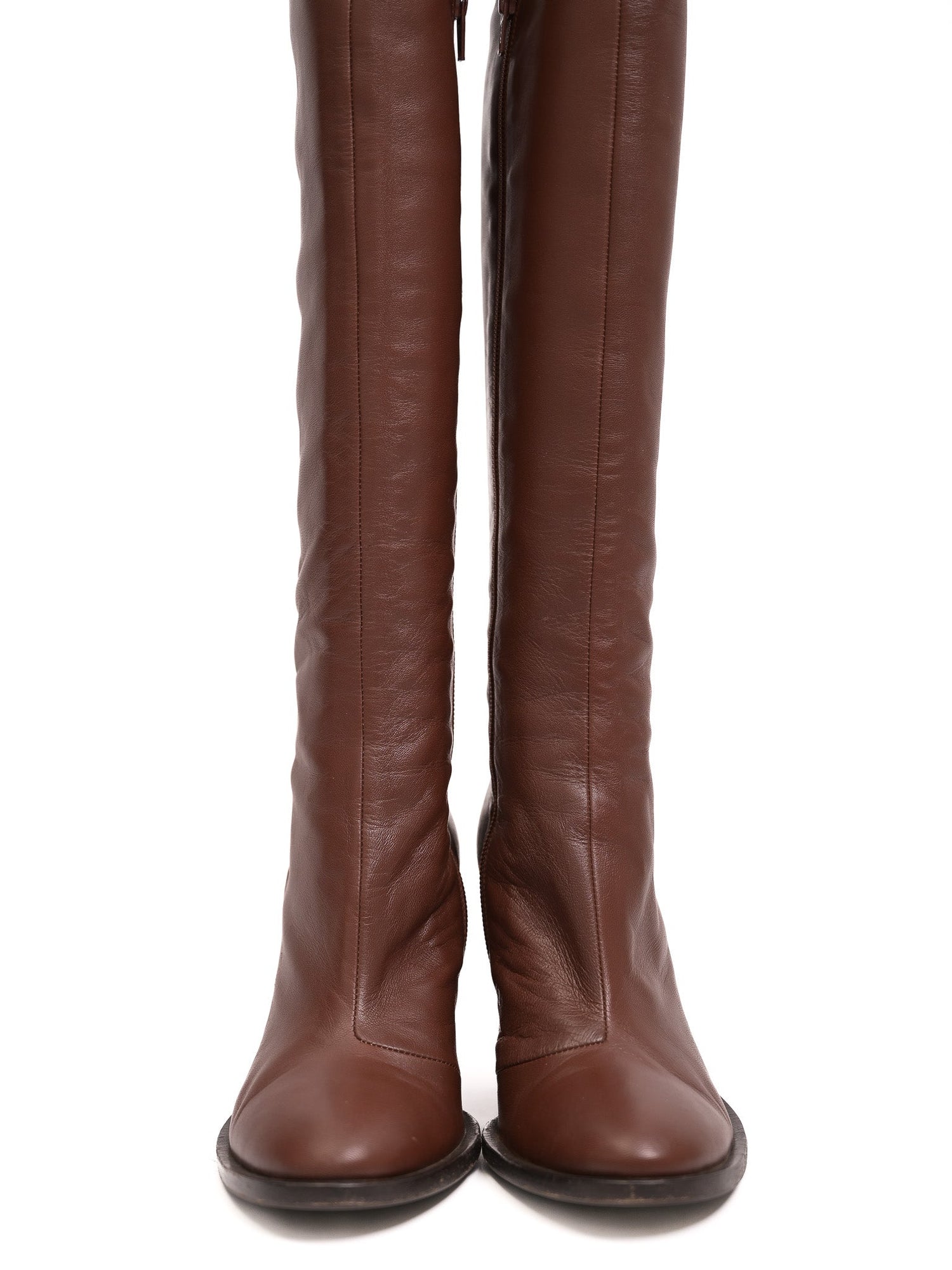 Excellent Kaneji Orange Leather Knee-High Boots Size 37