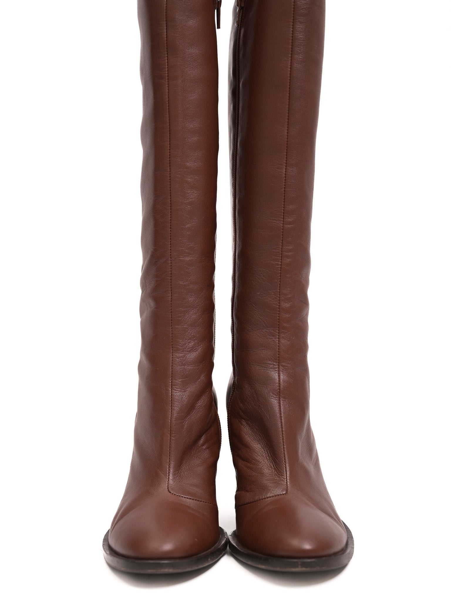 Excellent Kaneji Orange Leather Knee-High Boots Size 37