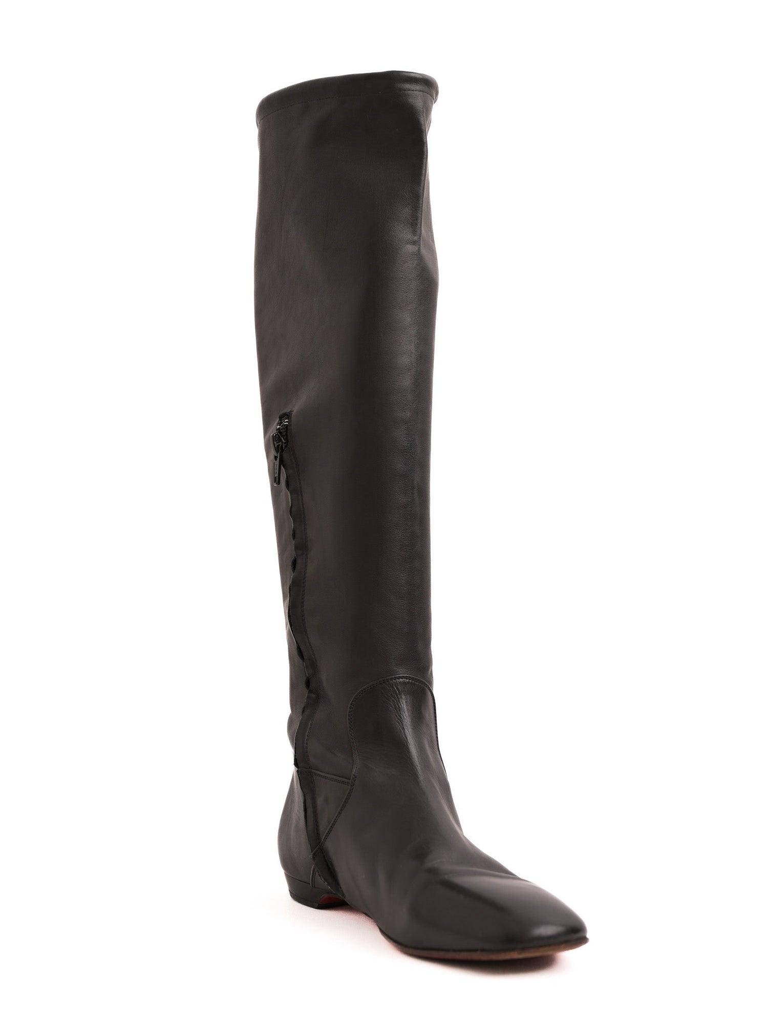 Excellent Christian Louboutin Black Leather Knee-High Boots Size 36.5