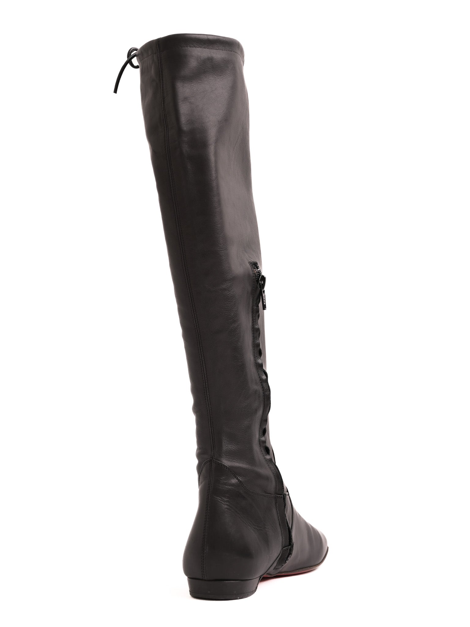 Excellent Christian Louboutin Black Leather Knee-High Boots Size 36.5