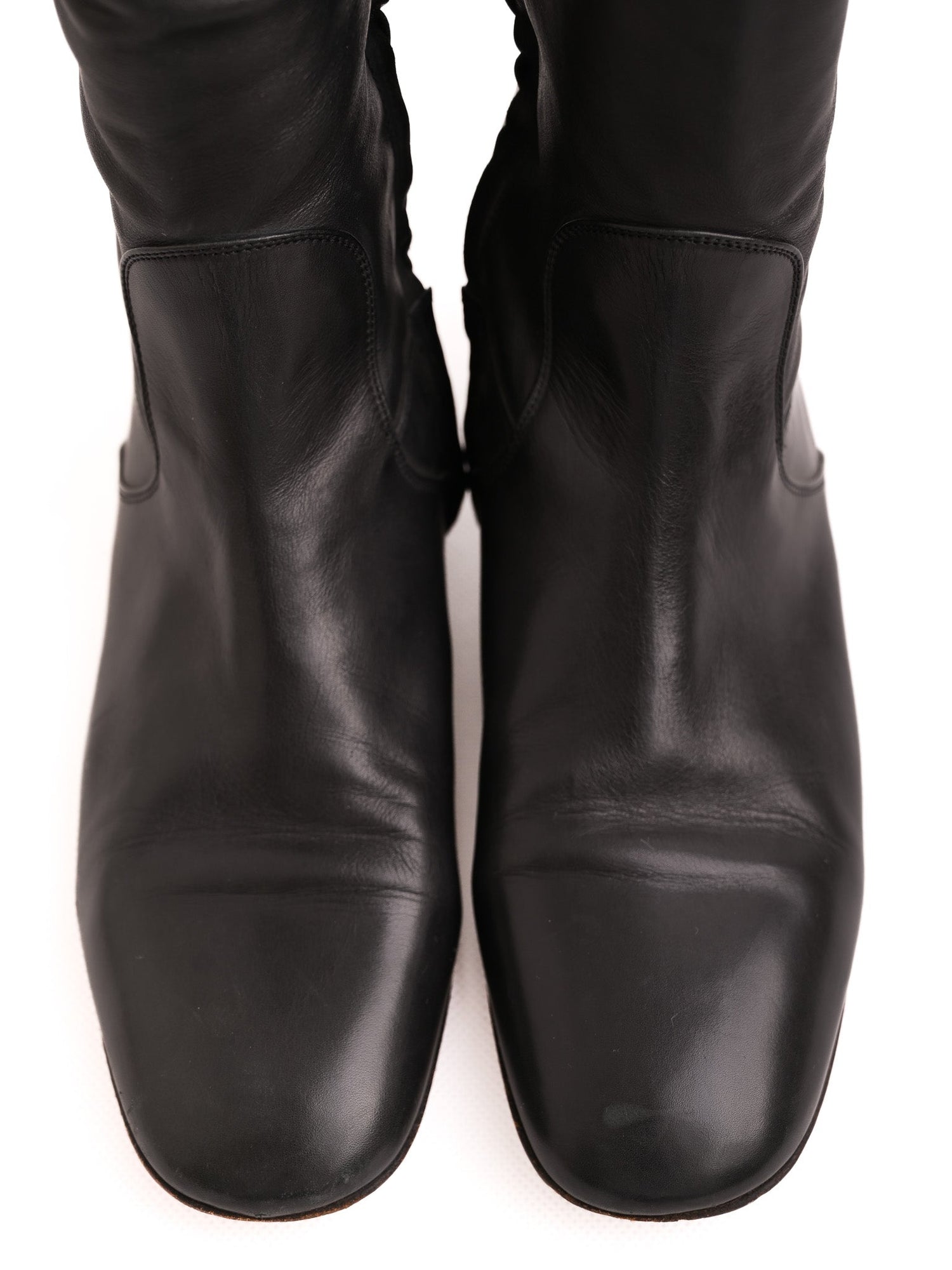 Excellent Christian Louboutin Black Leather Knee-High Boots Size 36.5