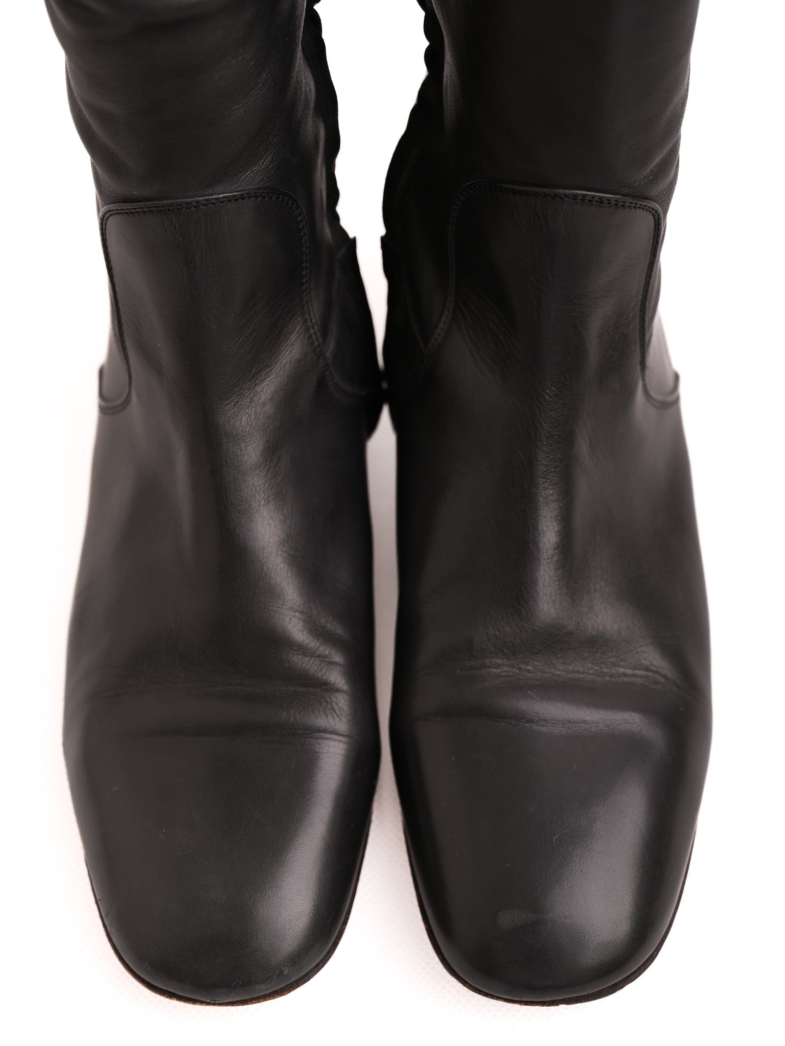 Excellent Christian Louboutin Black Leather Knee-High Boots Size 36.5