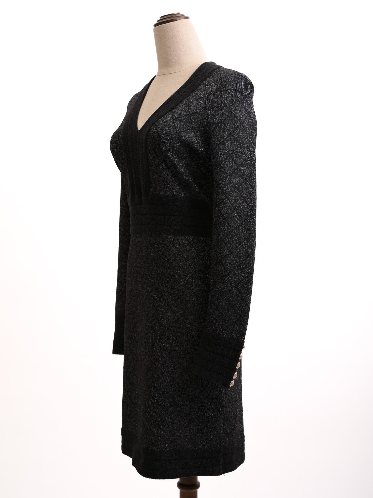 Excellent Balmain Black Long-Sleeved Dress Size L