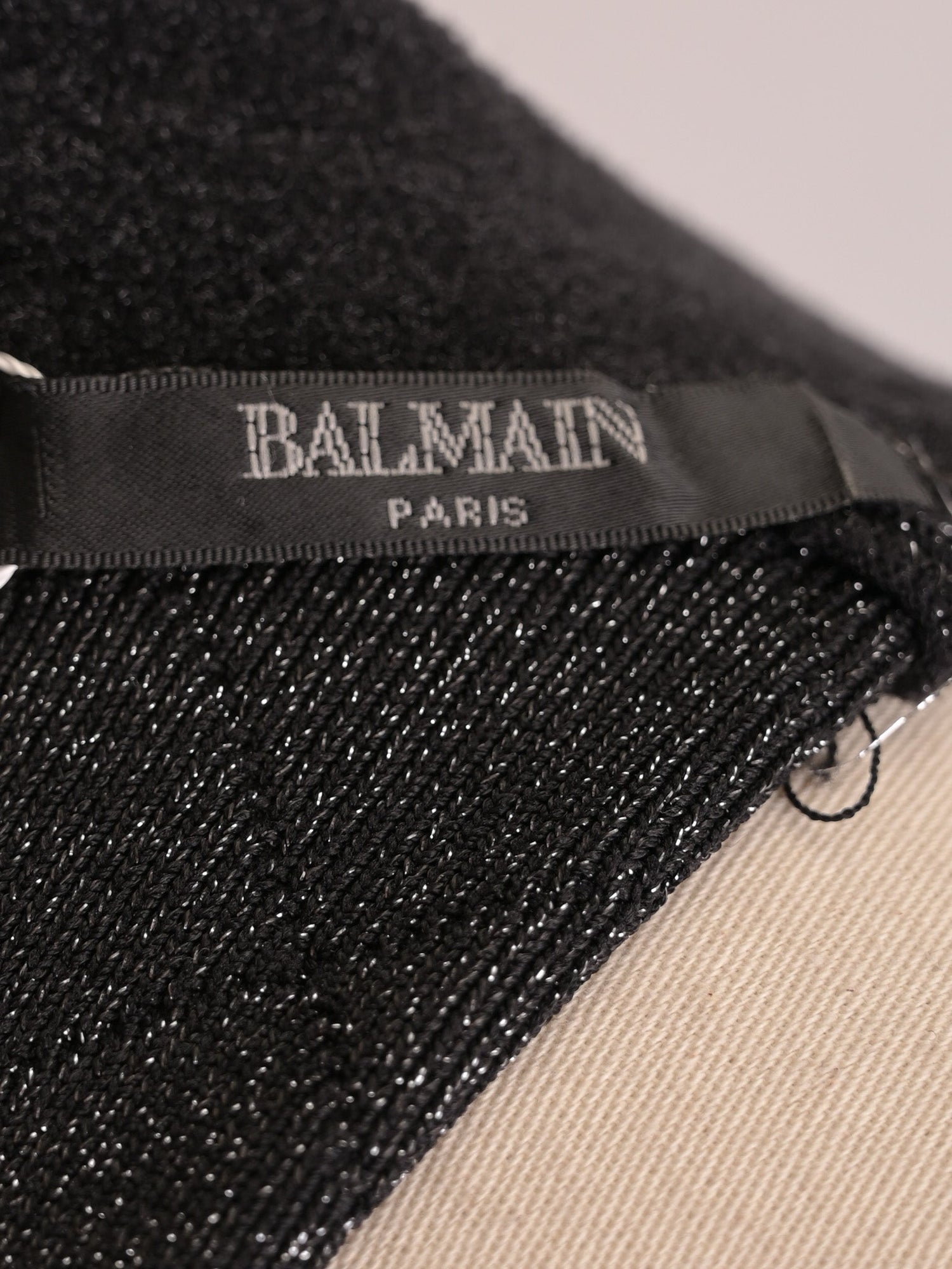 Excellent Balmain Black Long-Sleeved Dress Size L